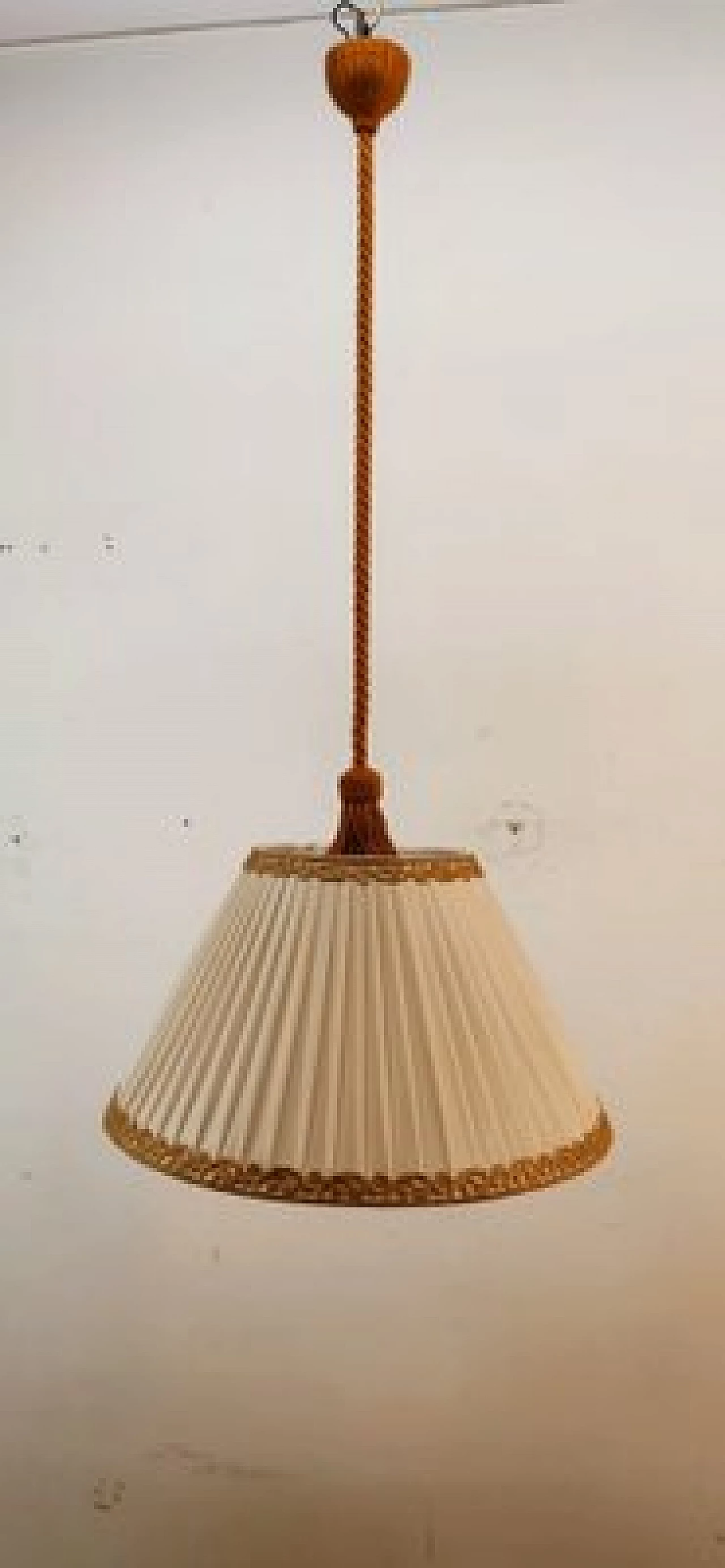 Lampada a sospensione con paralume plissettato, anni '50 7