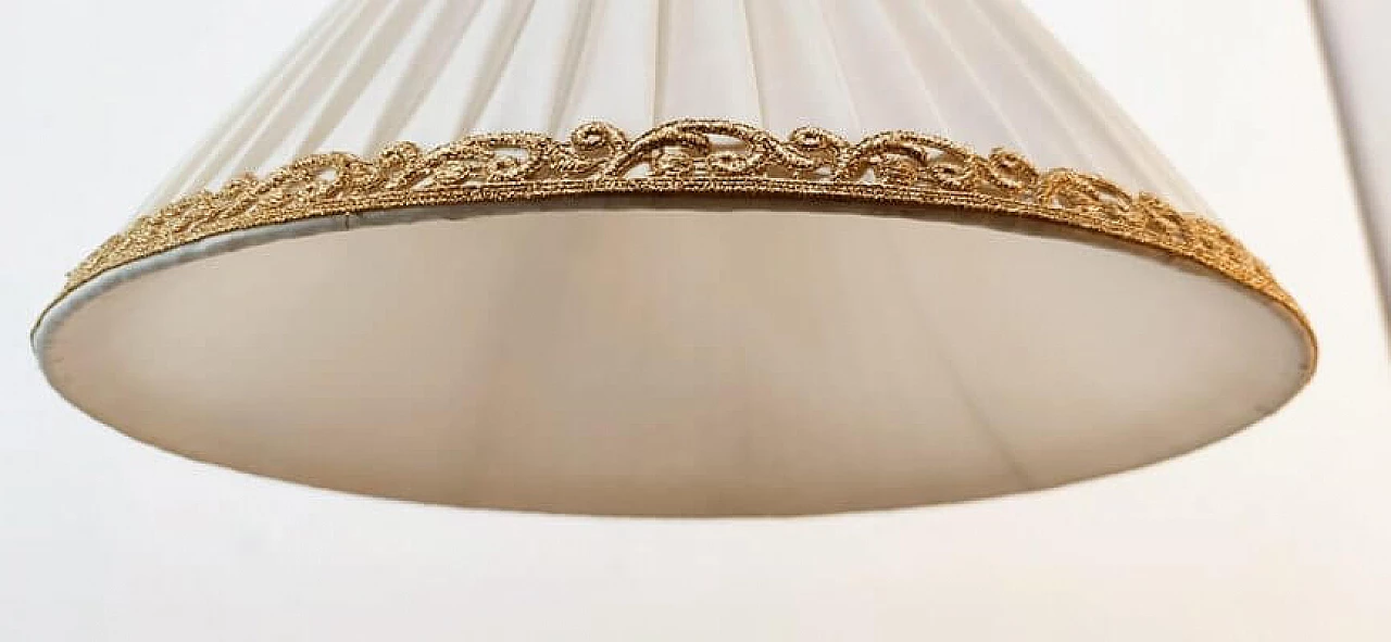 Lampada a sospensione con paralume plissettato, anni '50 10