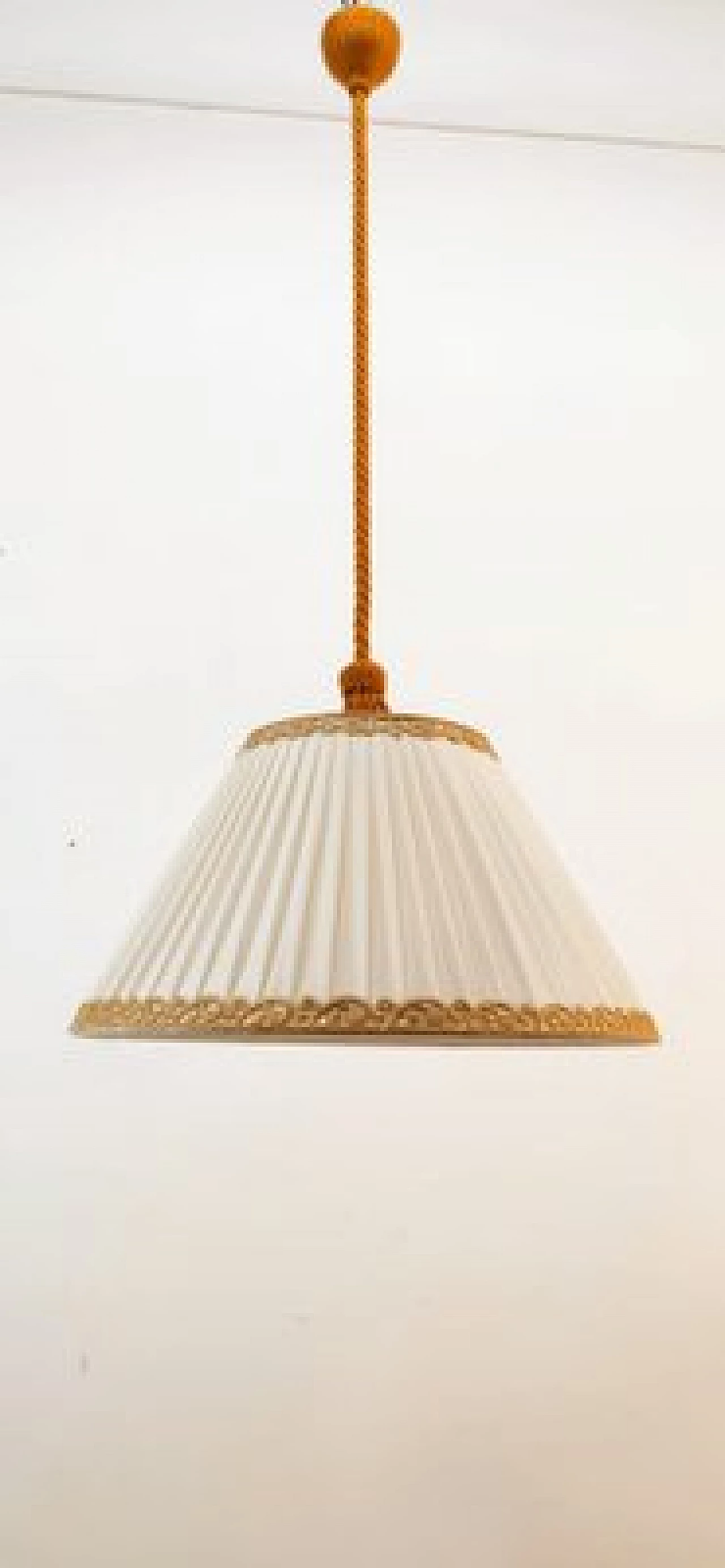 Lampada a sospensione con paralume plissettato, anni '50 11