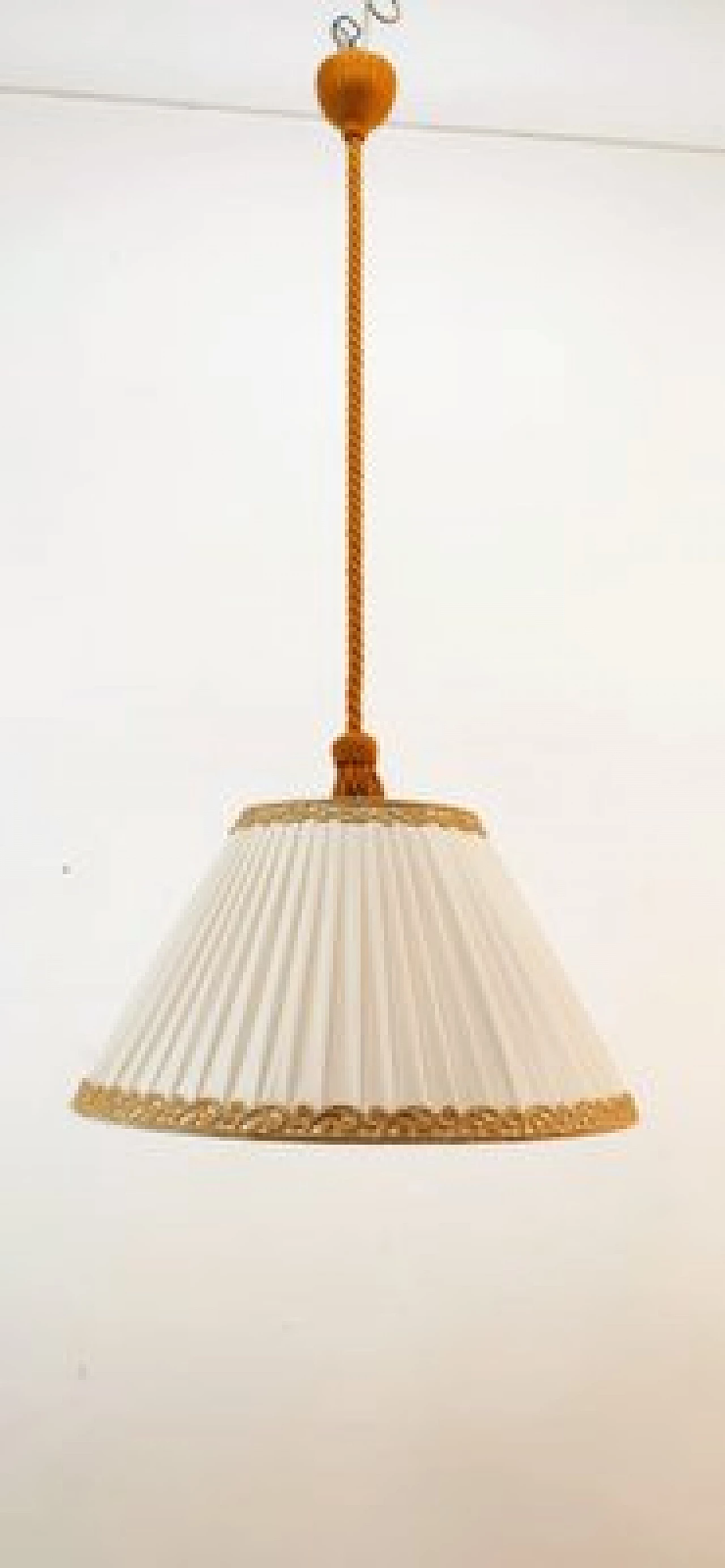 Lampada a sospensione con paralume plissettato, anni '50 12
