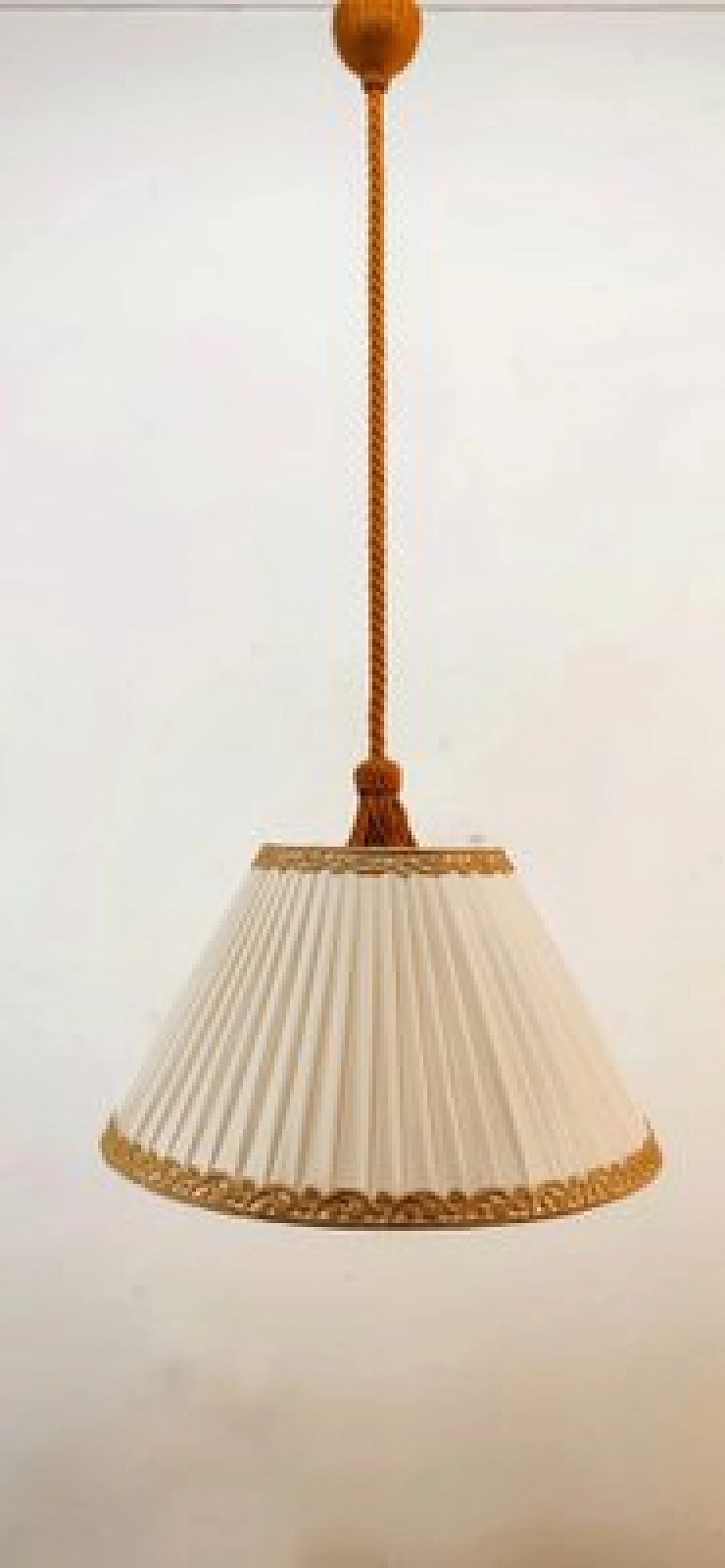 Lampada a sospensione con paralume plissettato, anni '50 13