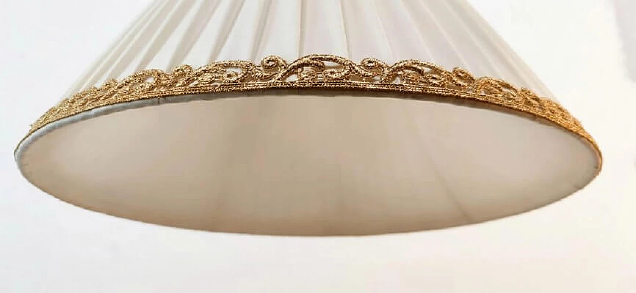 Lampada a sospensione con paralume plissettato, anni '50 15