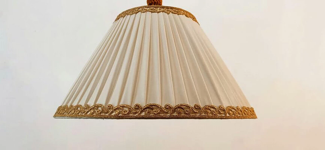 Lampada a sospensione con paralume plissettato, anni '50 17