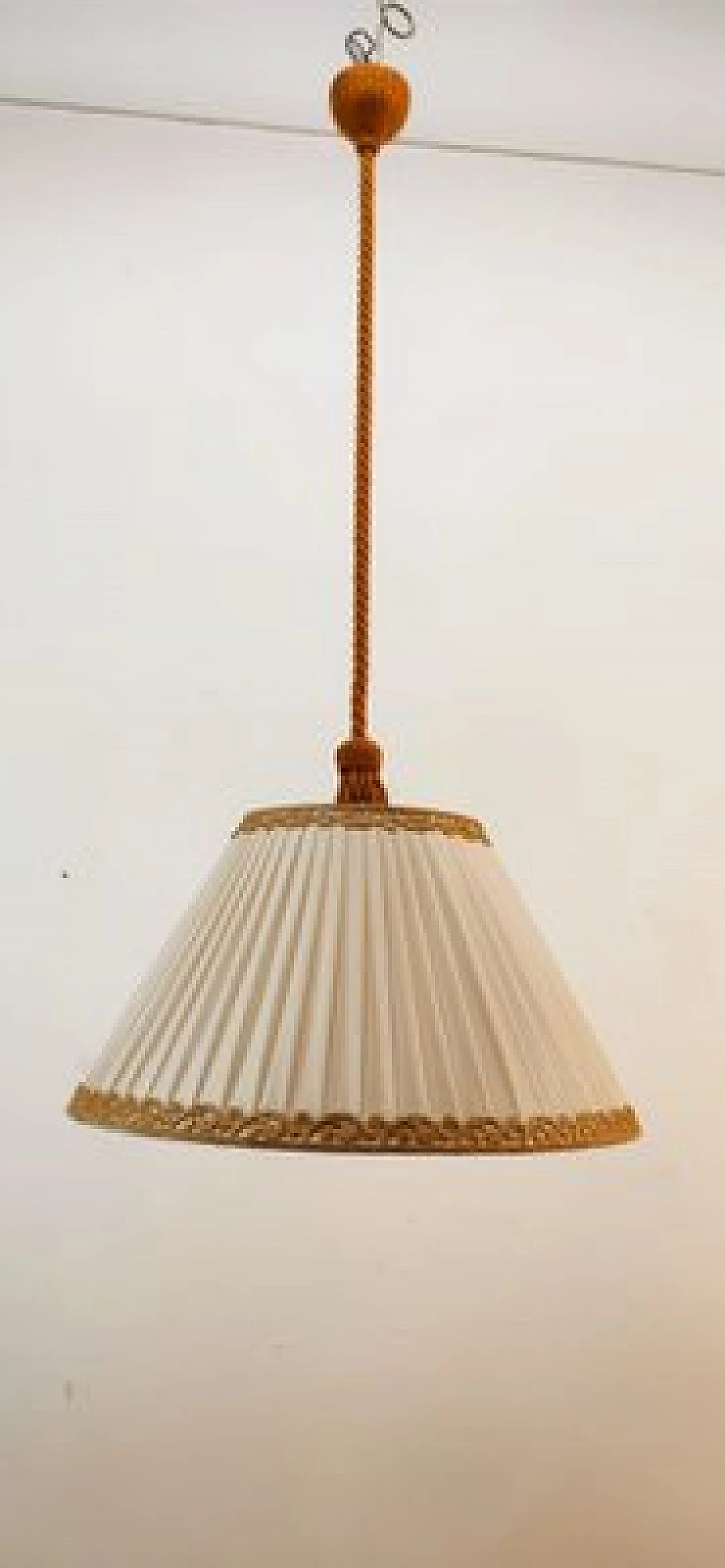 Lampada a sospensione con paralume plissettato, anni '50 18