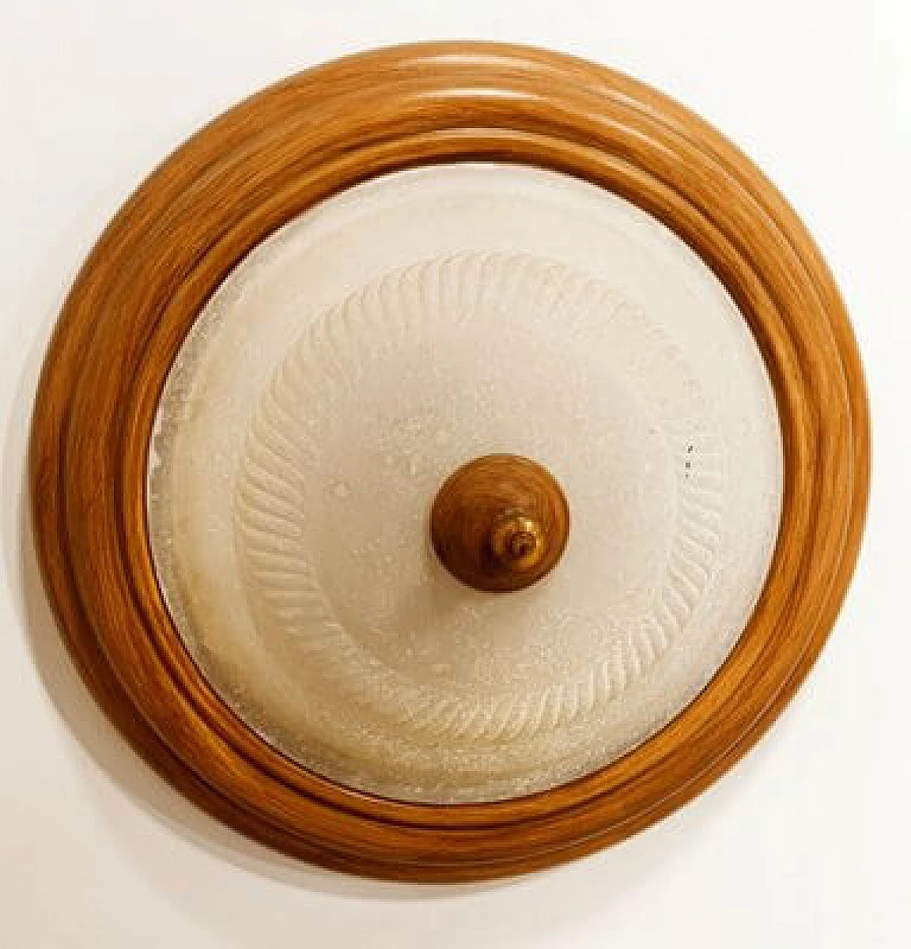 Round ceramic and glass wall light, 1970s 1