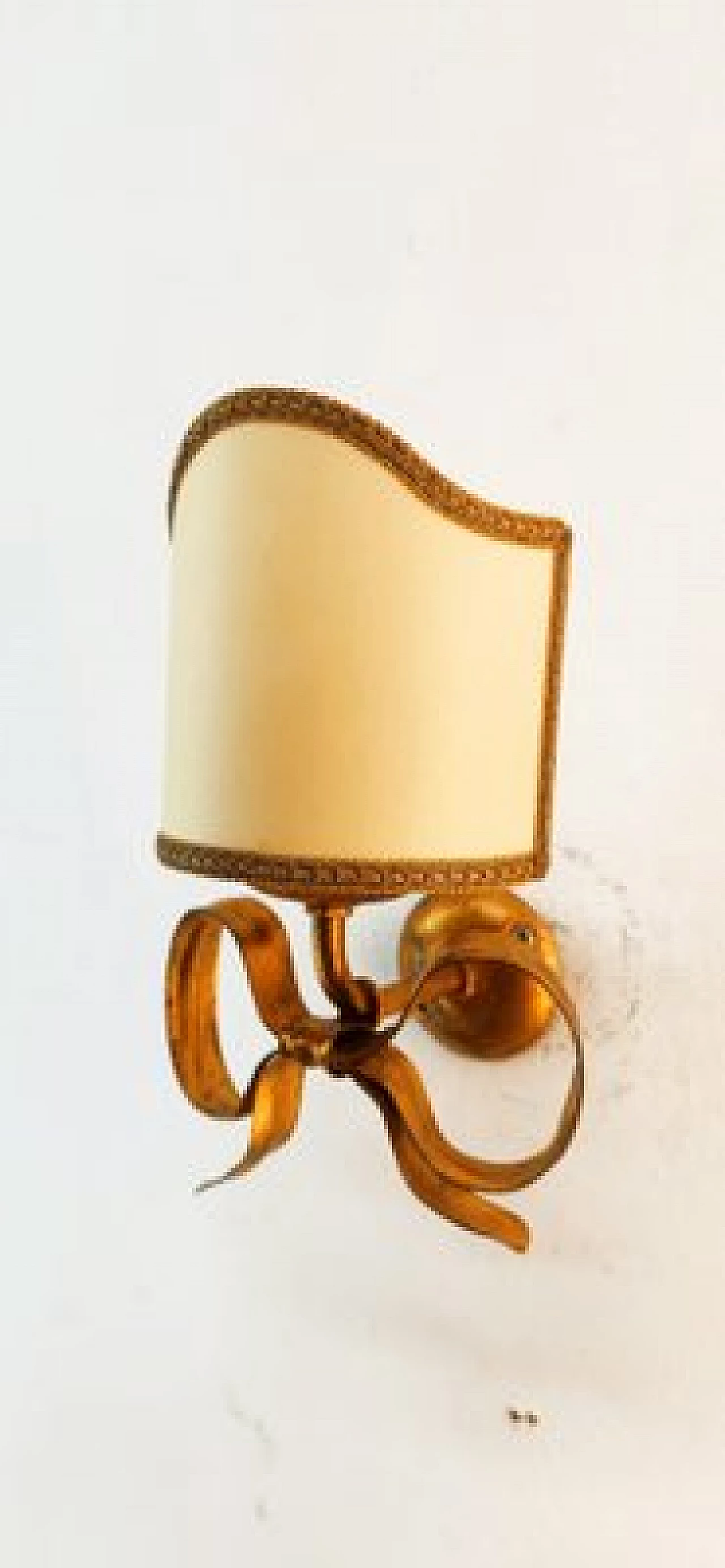 Gilded wrought iron wall light with bow by Li Puma, 1970s 5