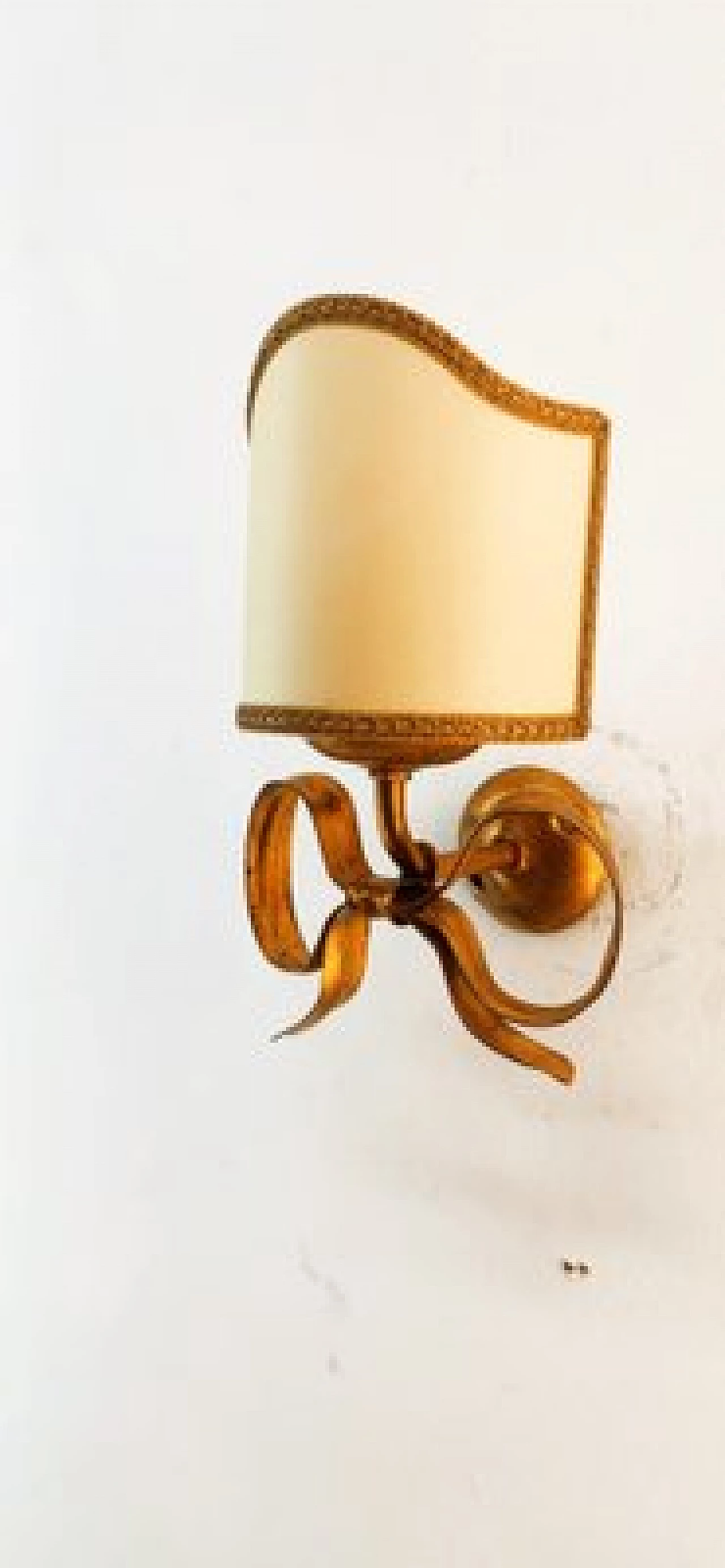 Gilded wrought iron wall light with bow by Li Puma, 1970s 9
