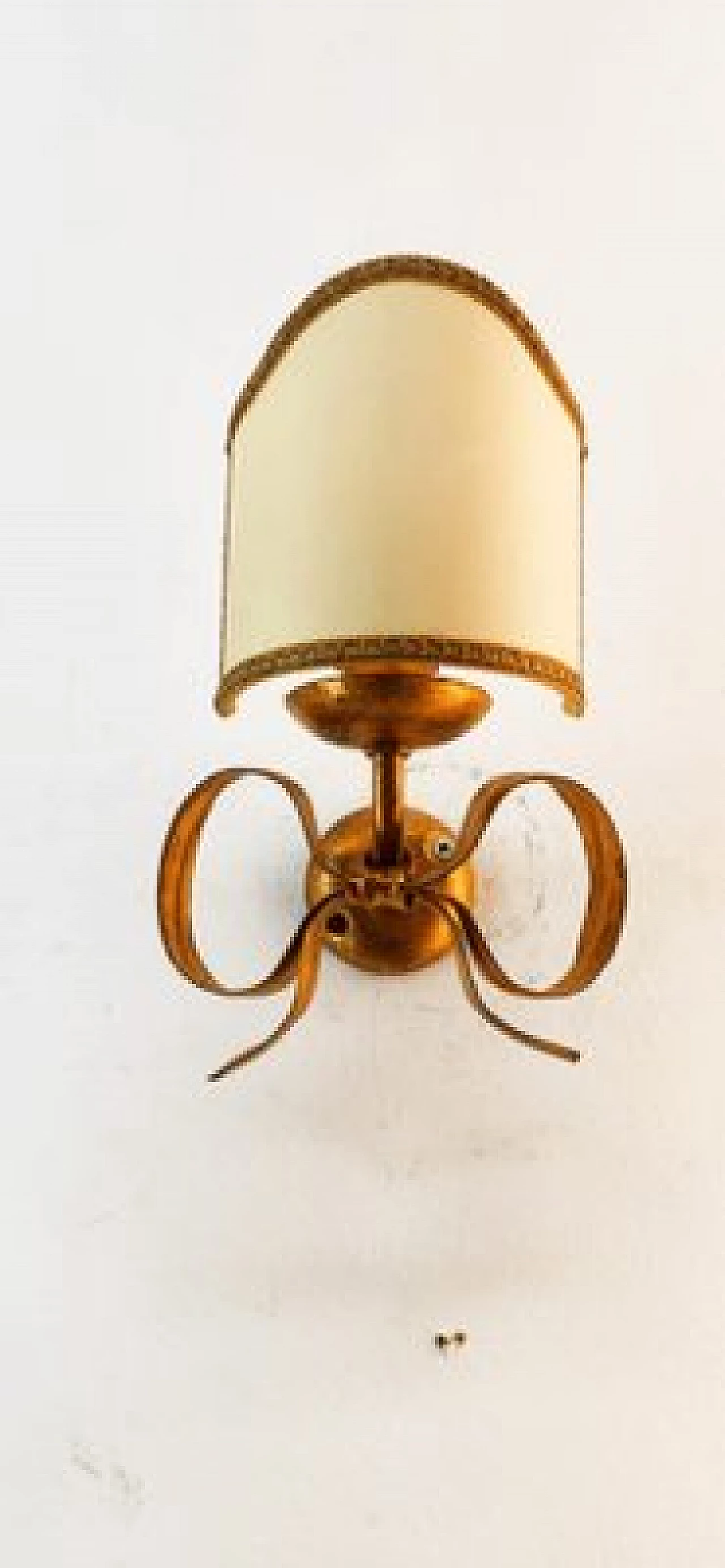 Gilded wrought iron wall light with bow by Li Puma, 1970s 10
