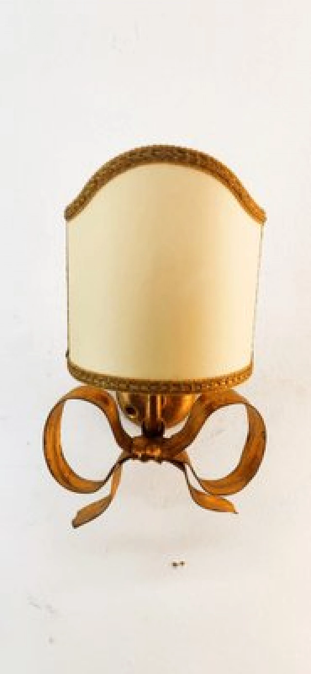 Gilded wrought iron wall light with bow by Li Puma, 1970s 11