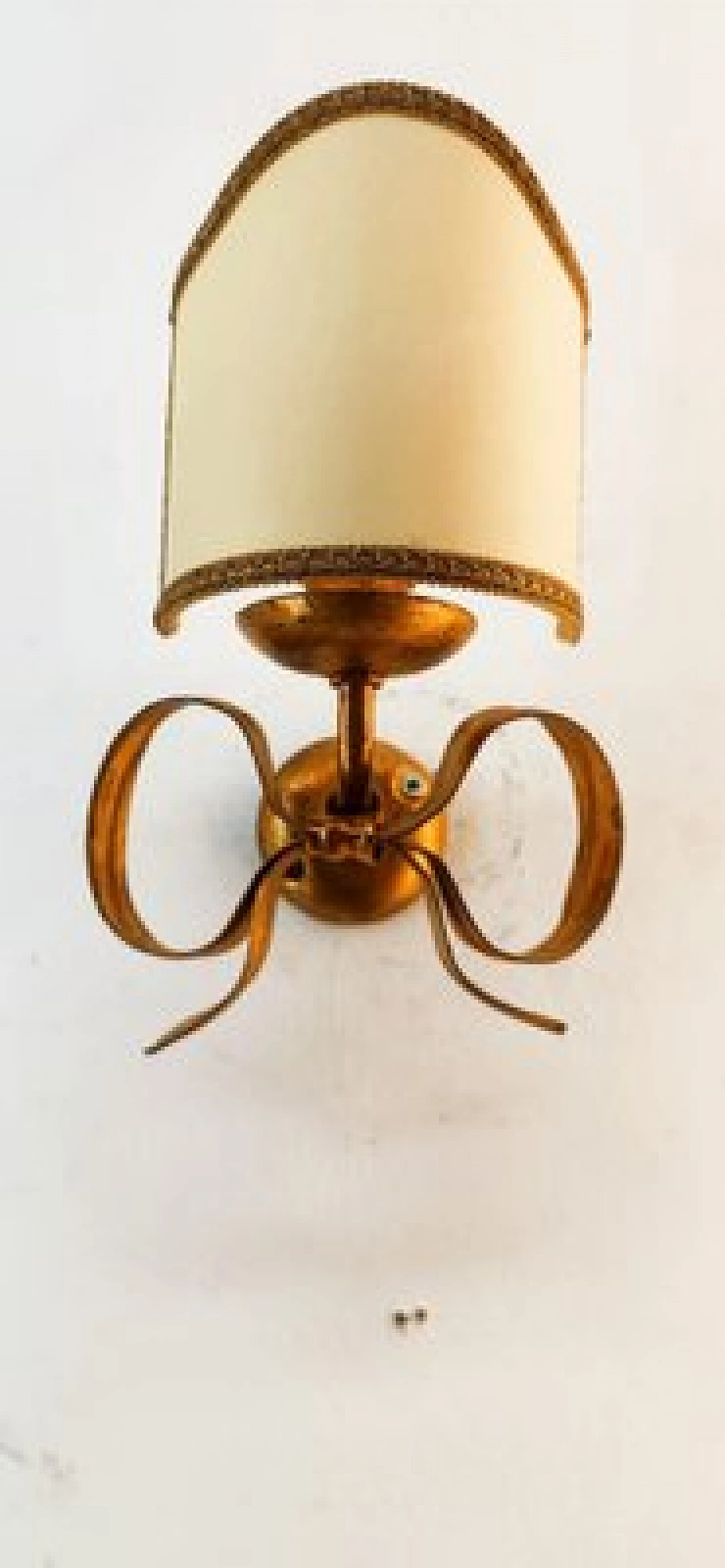 Gilded wrought iron wall light with bow by Li Puma, 1970s 12