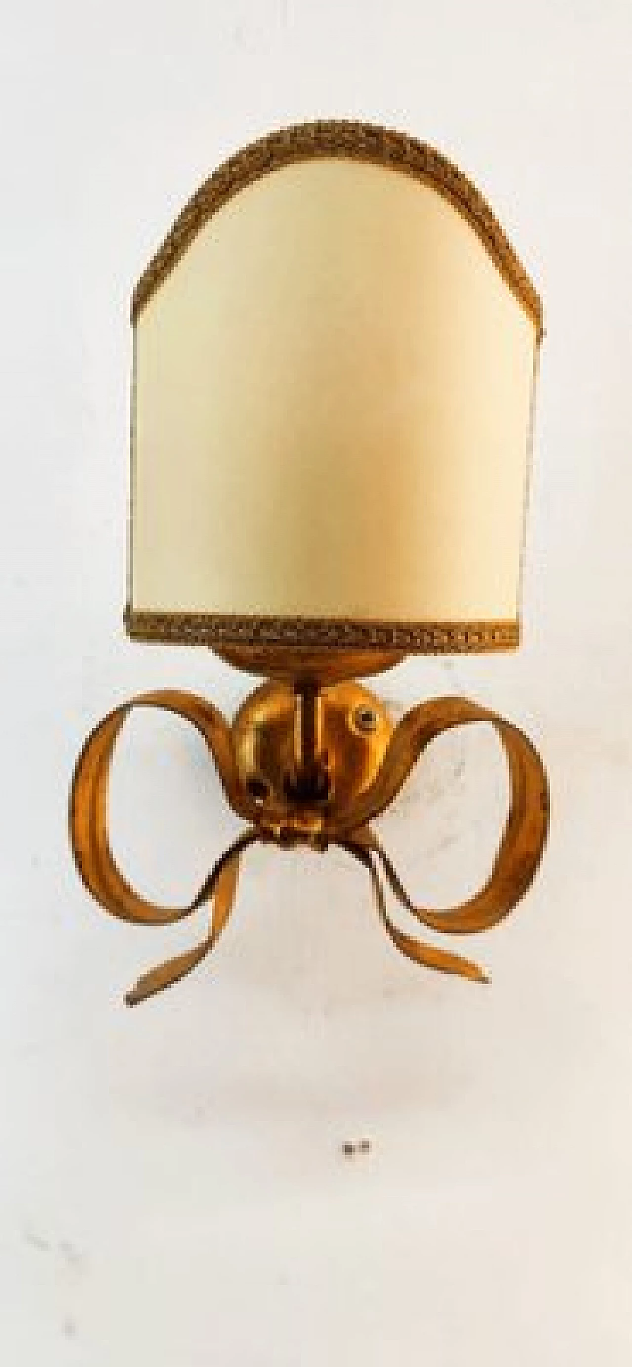 Gilded wrought iron wall light with bow by Li Puma, 1970s 13