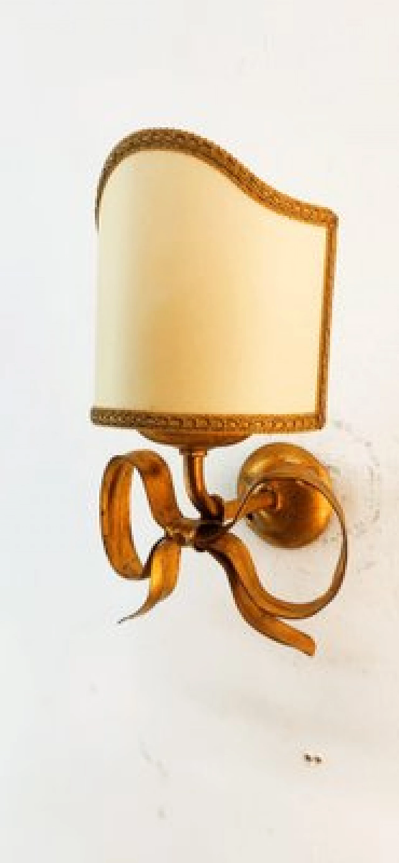 Gilded wrought iron wall light with bow by Li Puma, 1970s 16