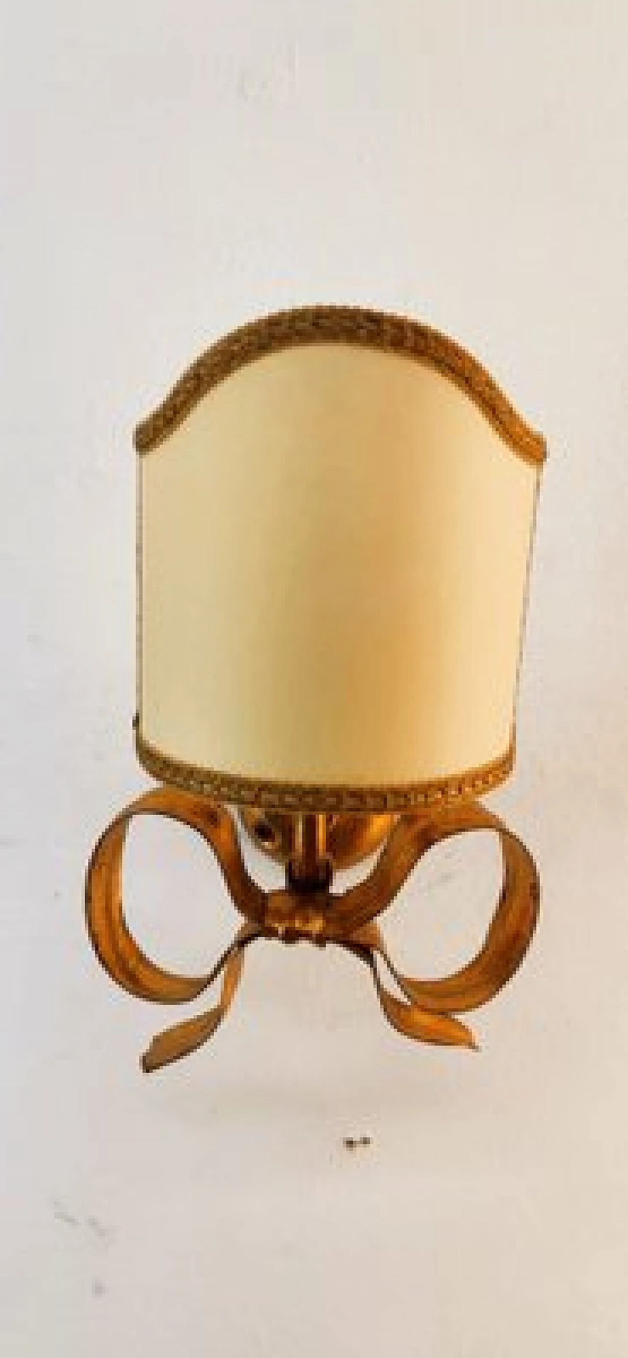 Gilded wrought iron wall light with bow by Li Puma, 1970s 17
