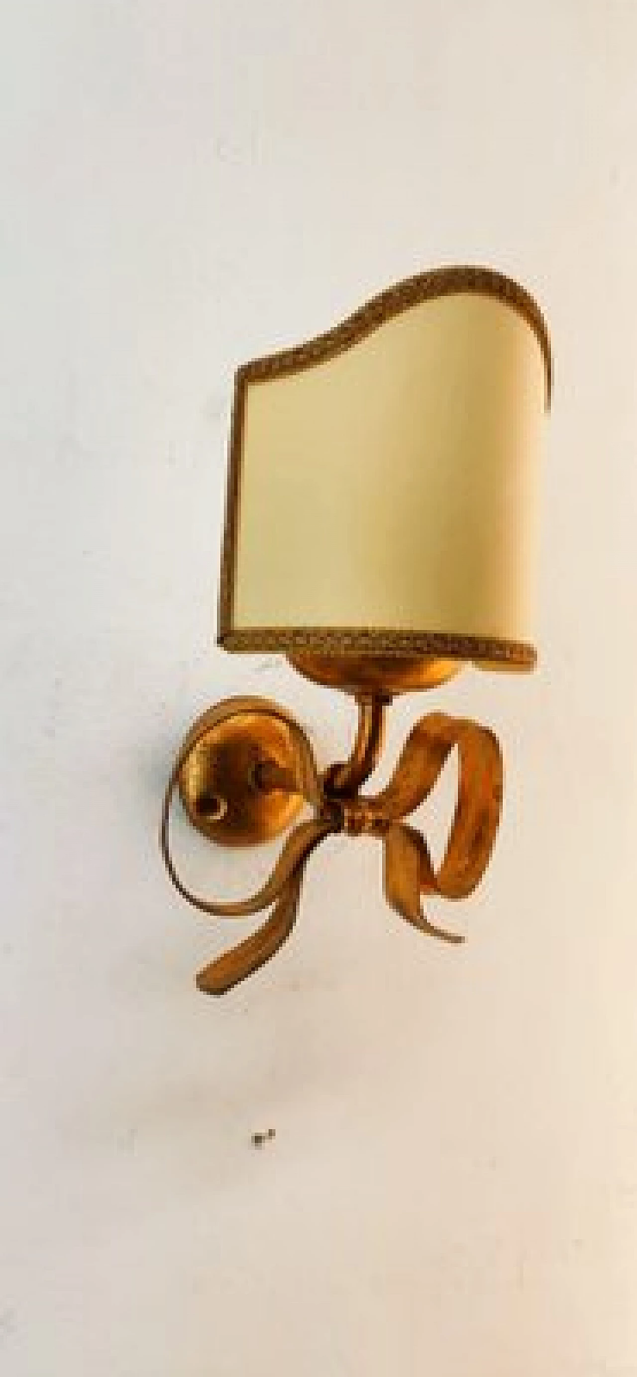 Gilded wrought iron wall light with bow by Li Puma, 1970s 18