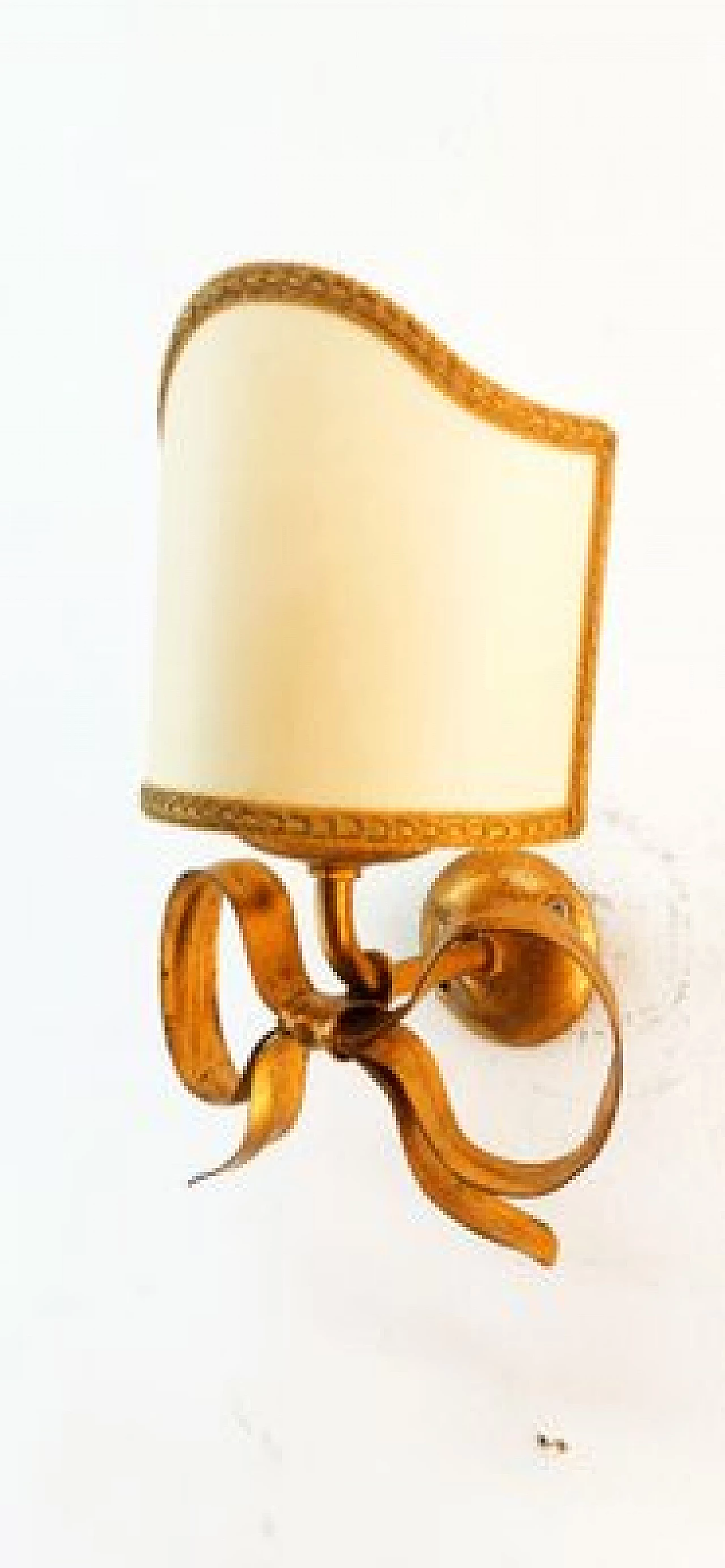 Gilded wrought iron wall light with bow by Li Puma, 1970s 19