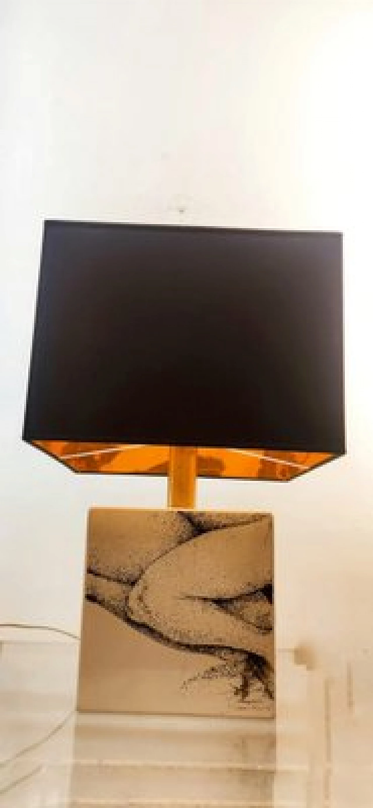Black, white and gilded table lamp, 1970s 8