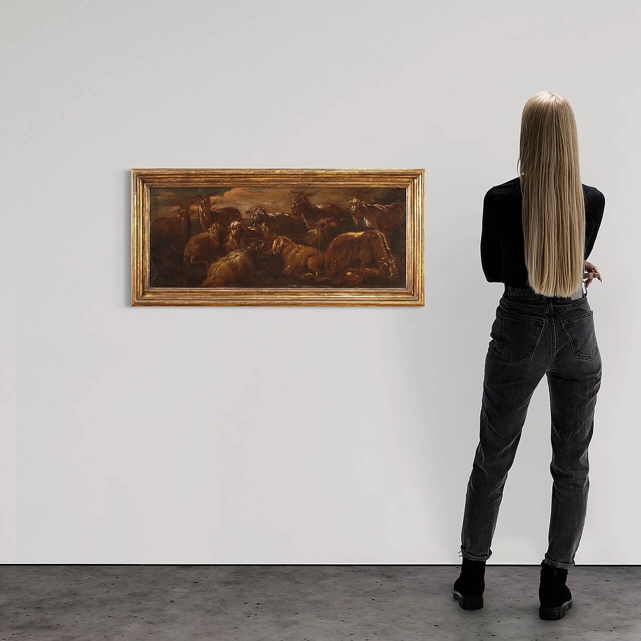 Paesaggio con capre, scuola italiana, olio su tela, seconda metà '600 14