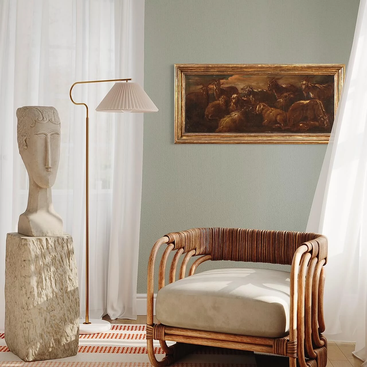 Paesaggio con capre, scuola italiana, olio su tela, seconda metà '600 16