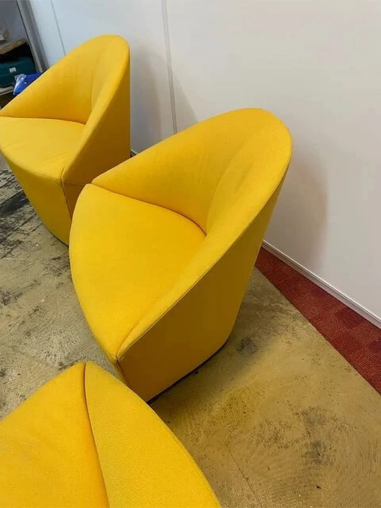 3 Colina M armchairs in yellow fabric by Studio Lam for Arper, 2000s 3