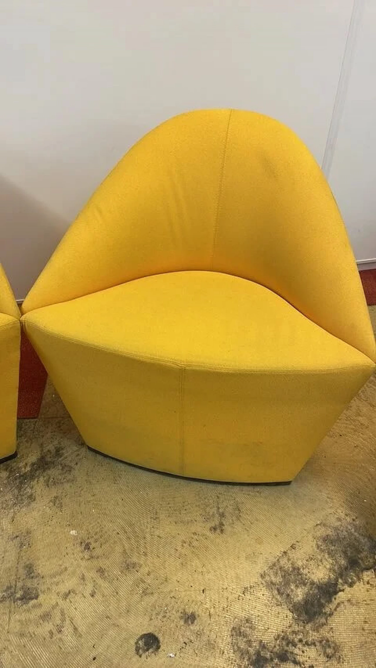 3 Colina M armchairs in yellow fabric by Studio Lam for Arper, 2000s 5