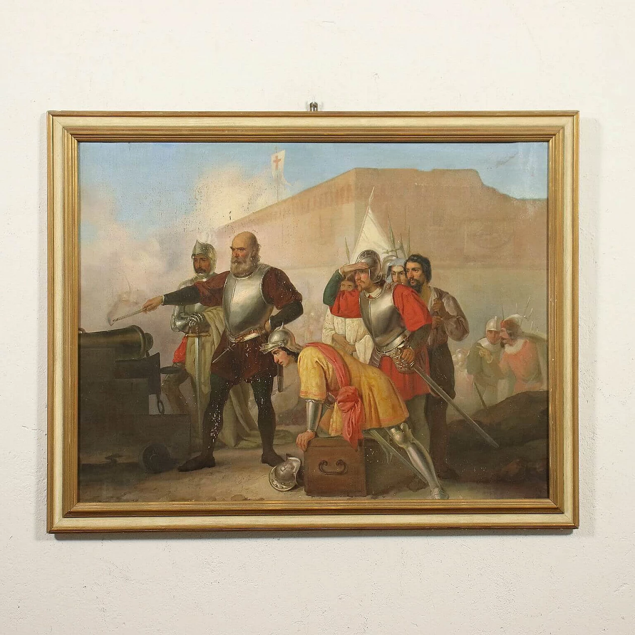 Giovanni Boni, siege scene, oil painting on canvas, 19th century 3