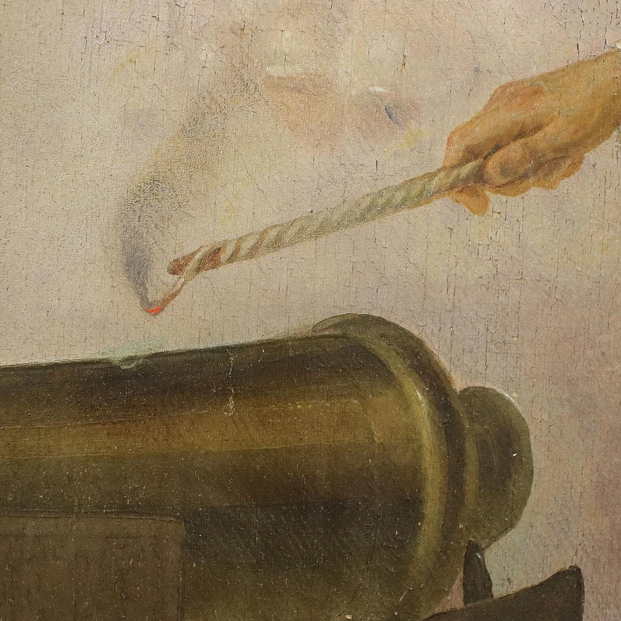 Giovanni Boni, siege scene, oil painting on canvas, 19th century 5