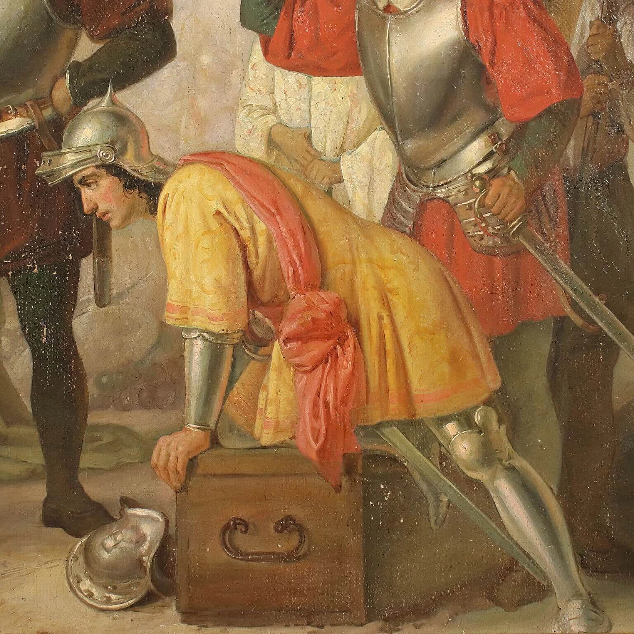 Giovanni Boni, siege scene, oil painting on canvas, 19th century 7