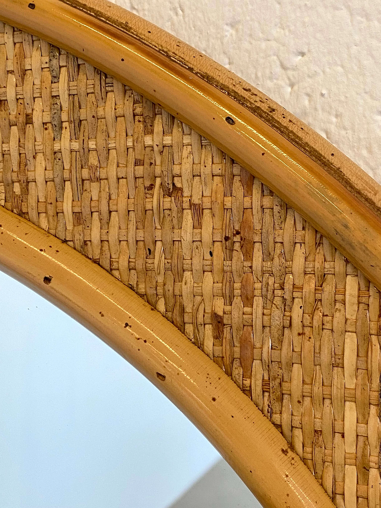 Specchiera in vimini e bambù di Dal Vera, anni '70 4