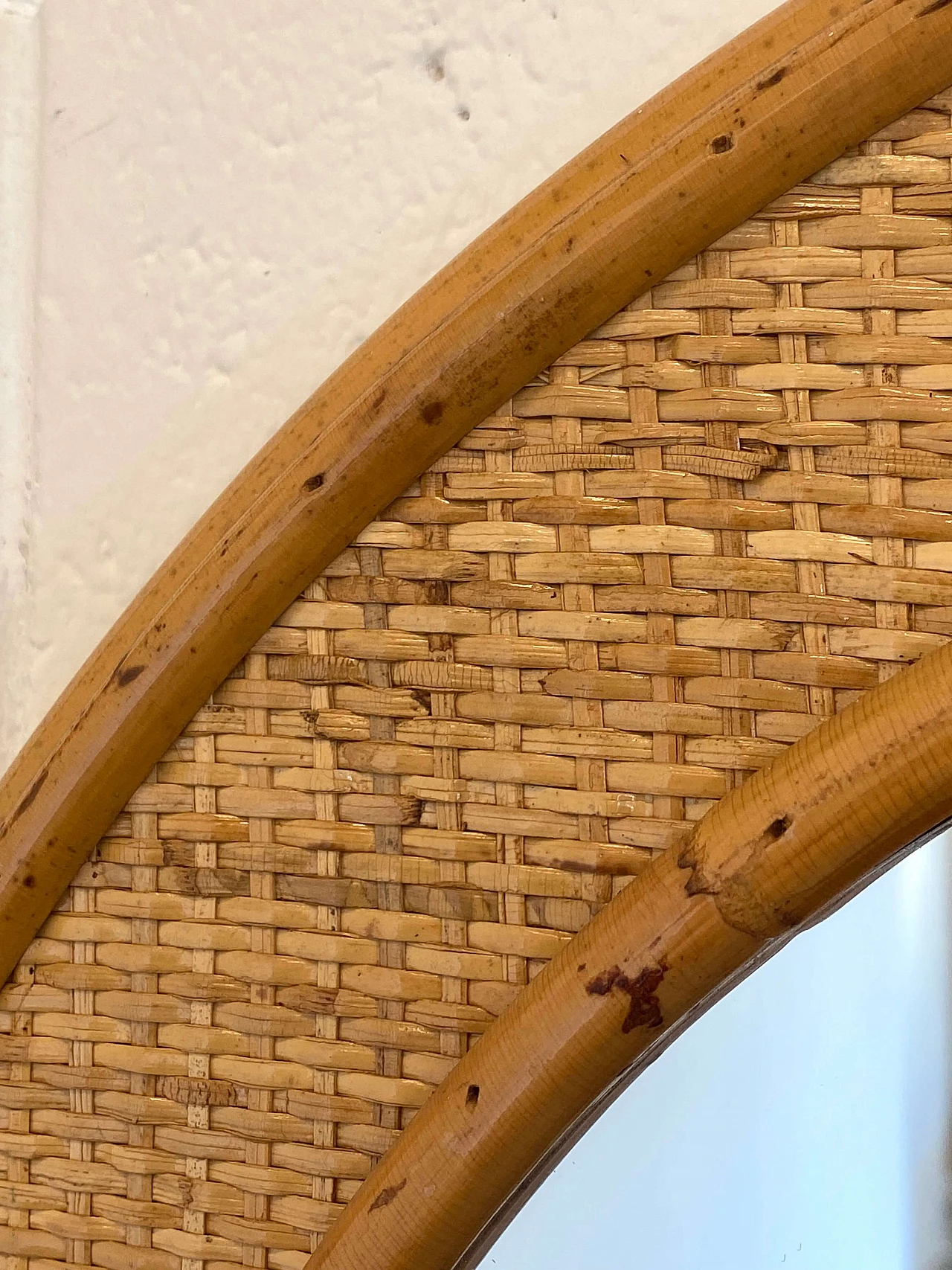 Coppia di specchiere in vimini e bambù di Dal Vera, anni '70 3