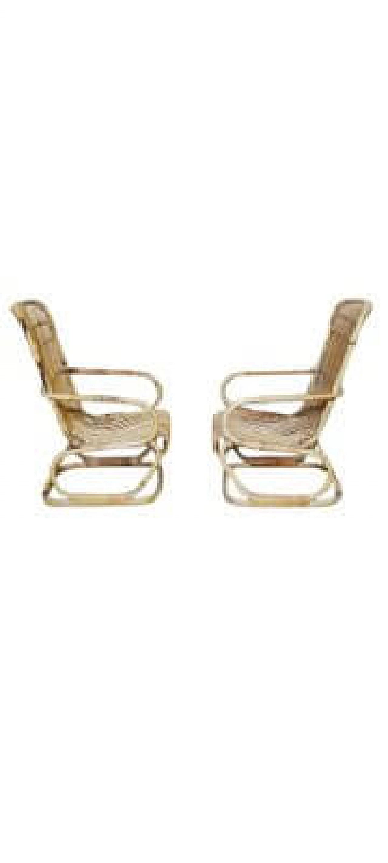 Coppia di poltrone in vimini, anni '70 3