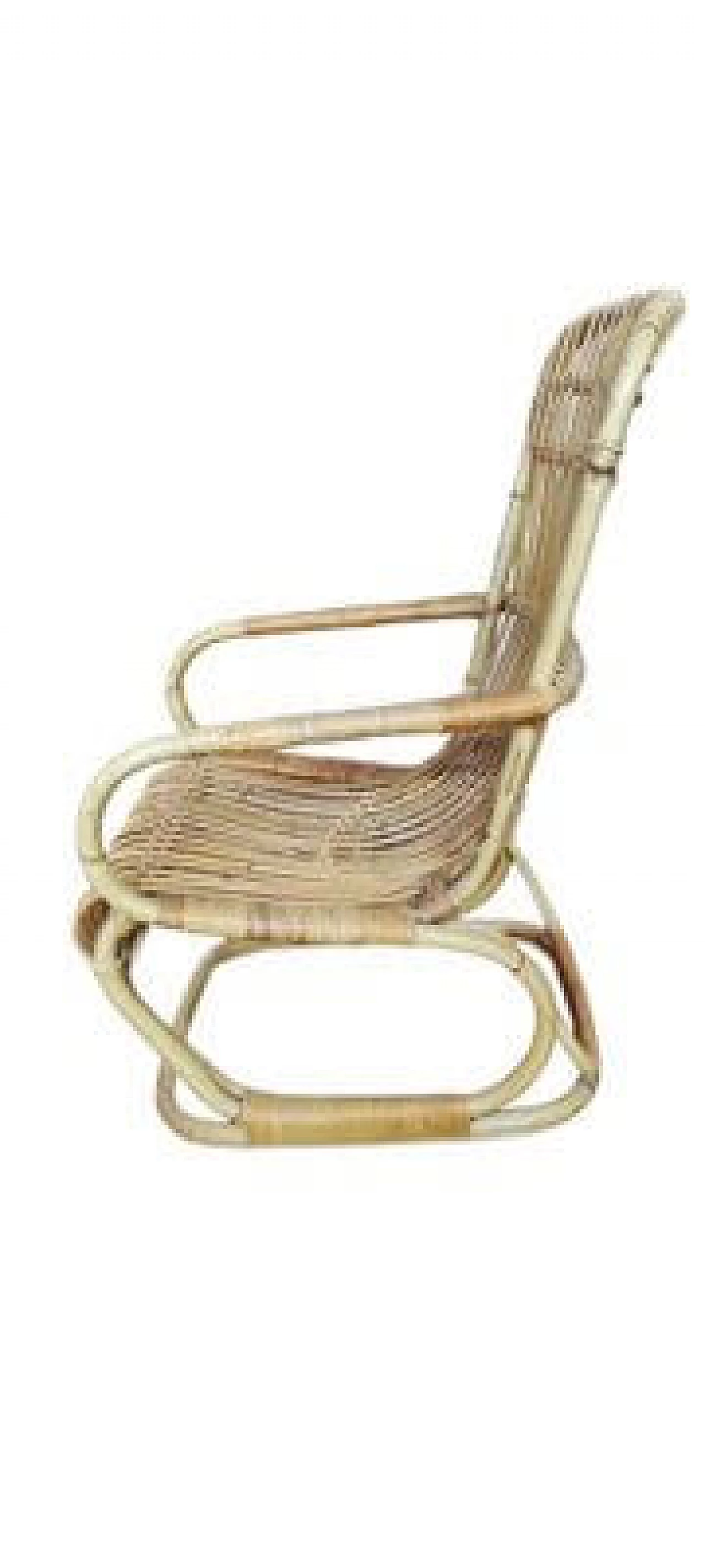 Coppia di poltrone in vimini, anni '70 4