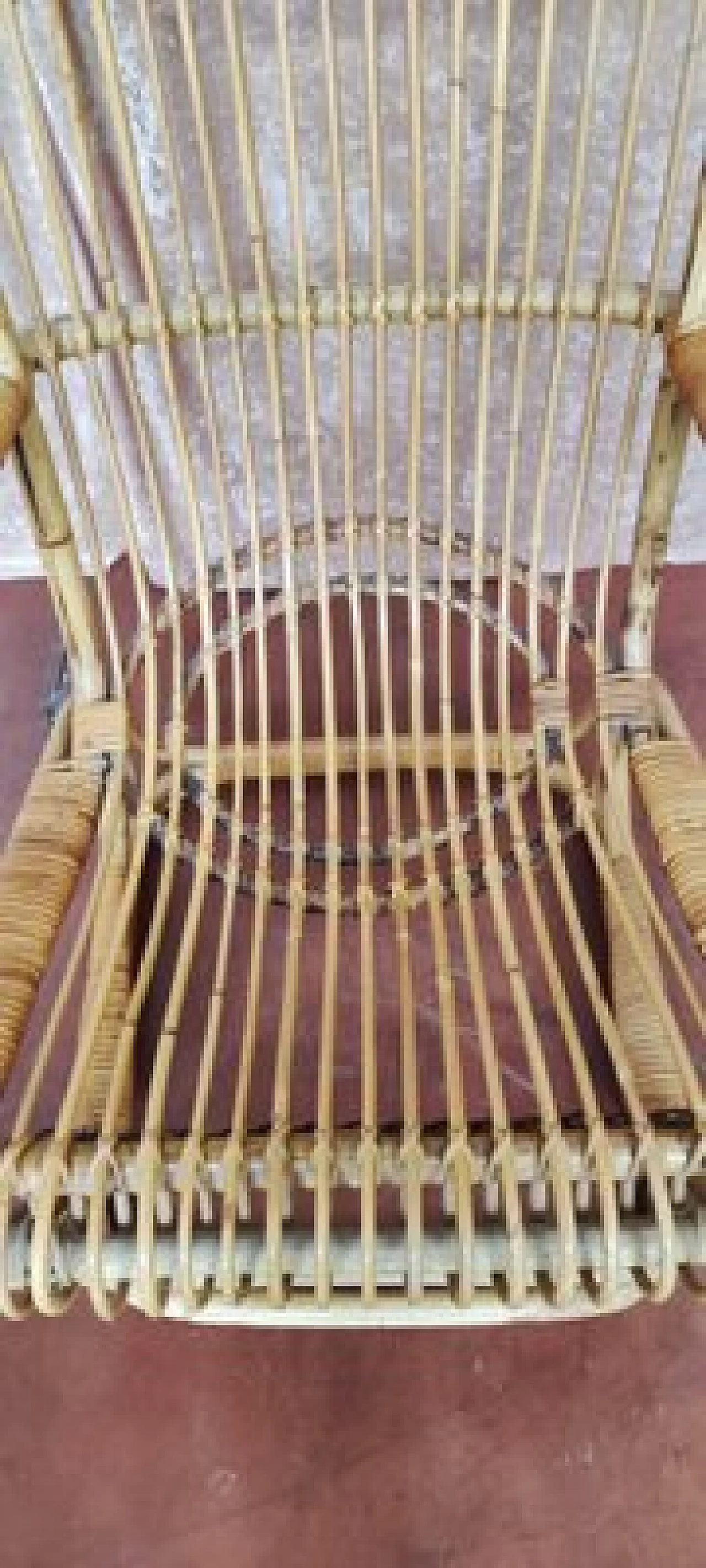 Coppia di poltrone in vimini, anni '70 6