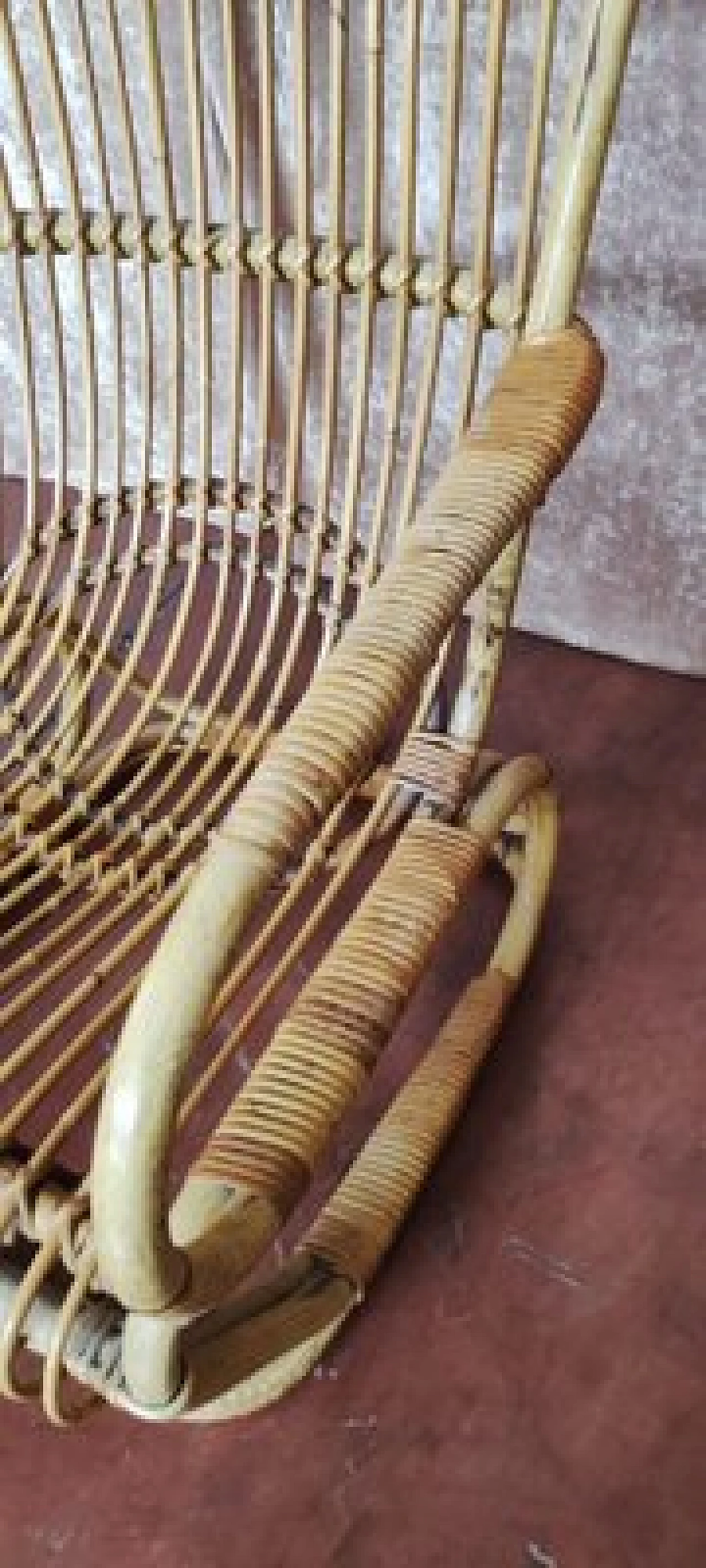 Coppia di poltrone in vimini, anni '70 7