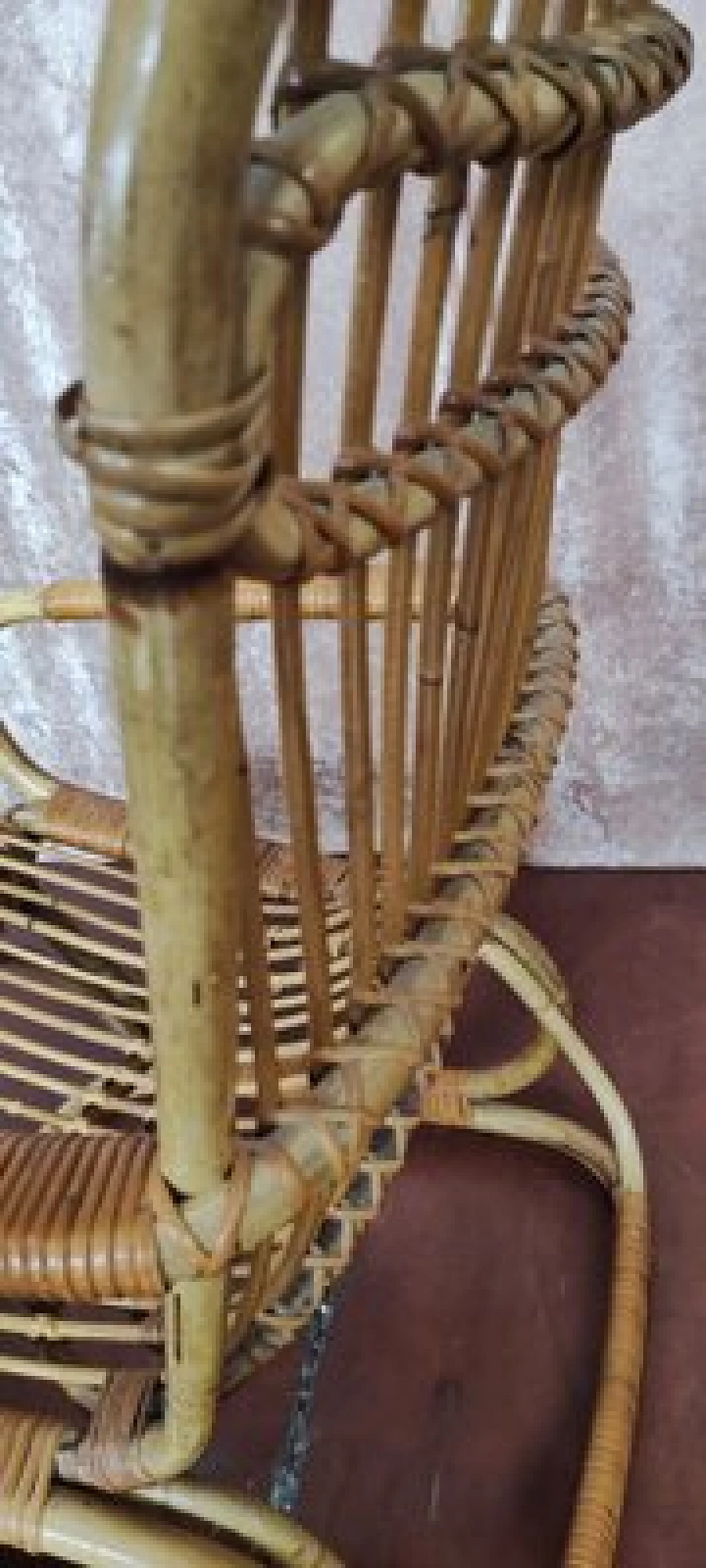 Coppia di poltrone in vimini, anni '70 9