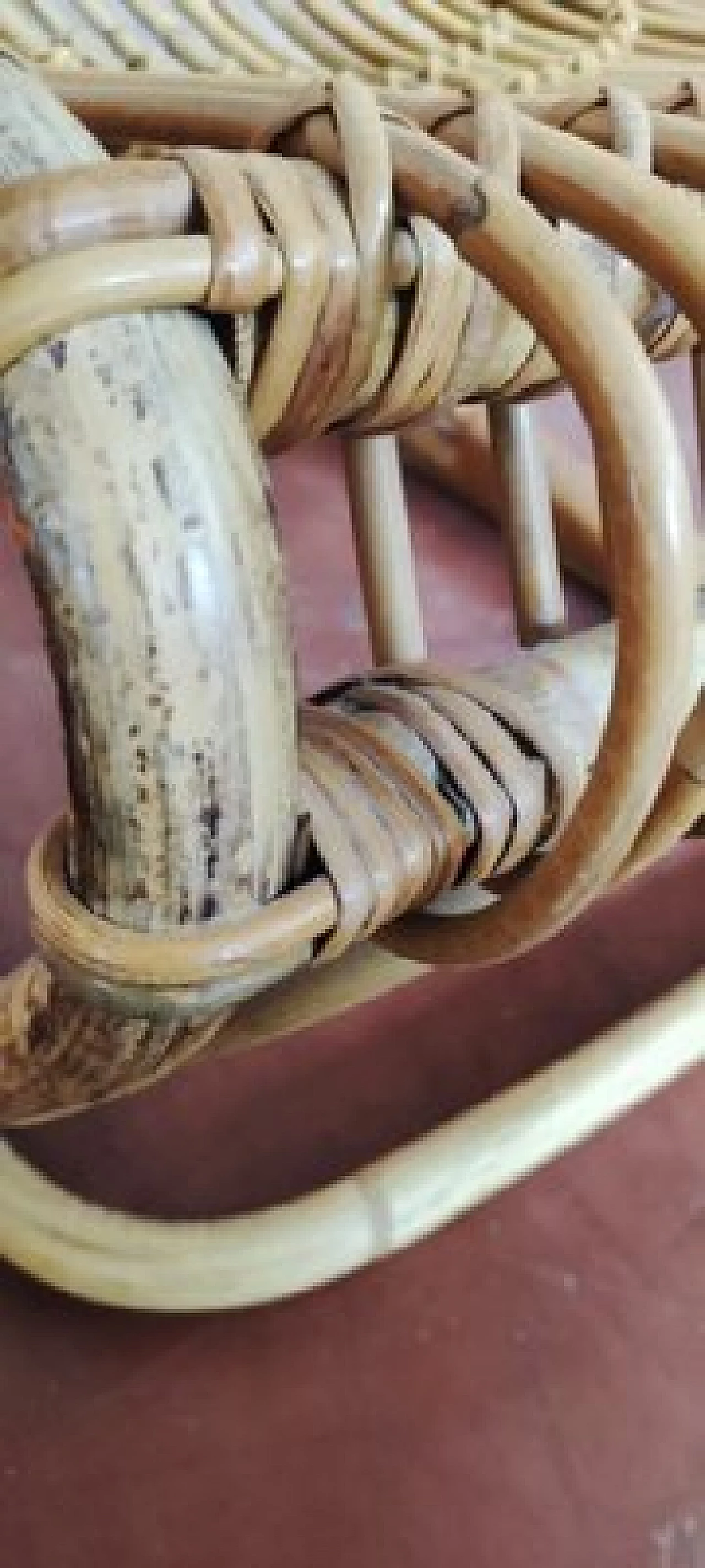 Coppia di poltrone in vimini, anni '70 10