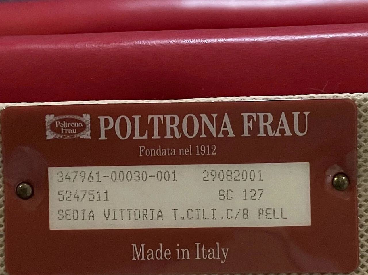 6 Sedie Vittoria rosse di Poltrona Frau, 2001 4