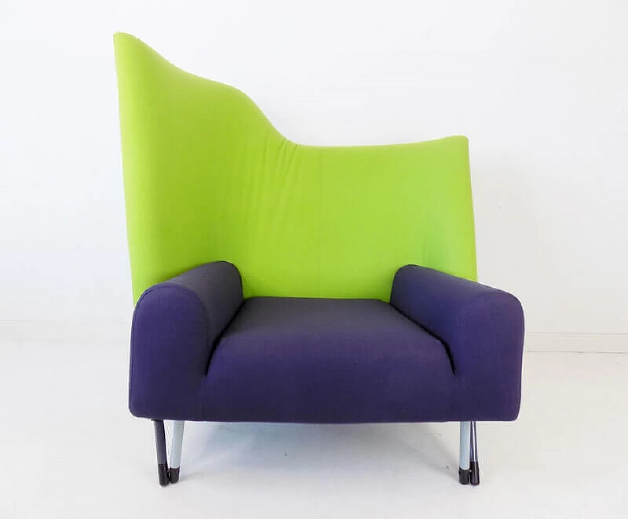 Torso armchair in apple green and purple virgin wool by Paolo Deganello for Cassina, 1984 1