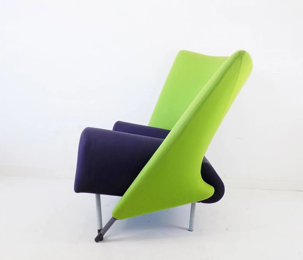 Torso armchair in apple green and purple virgin wool by Paolo Deganello for Cassina, 1984 2