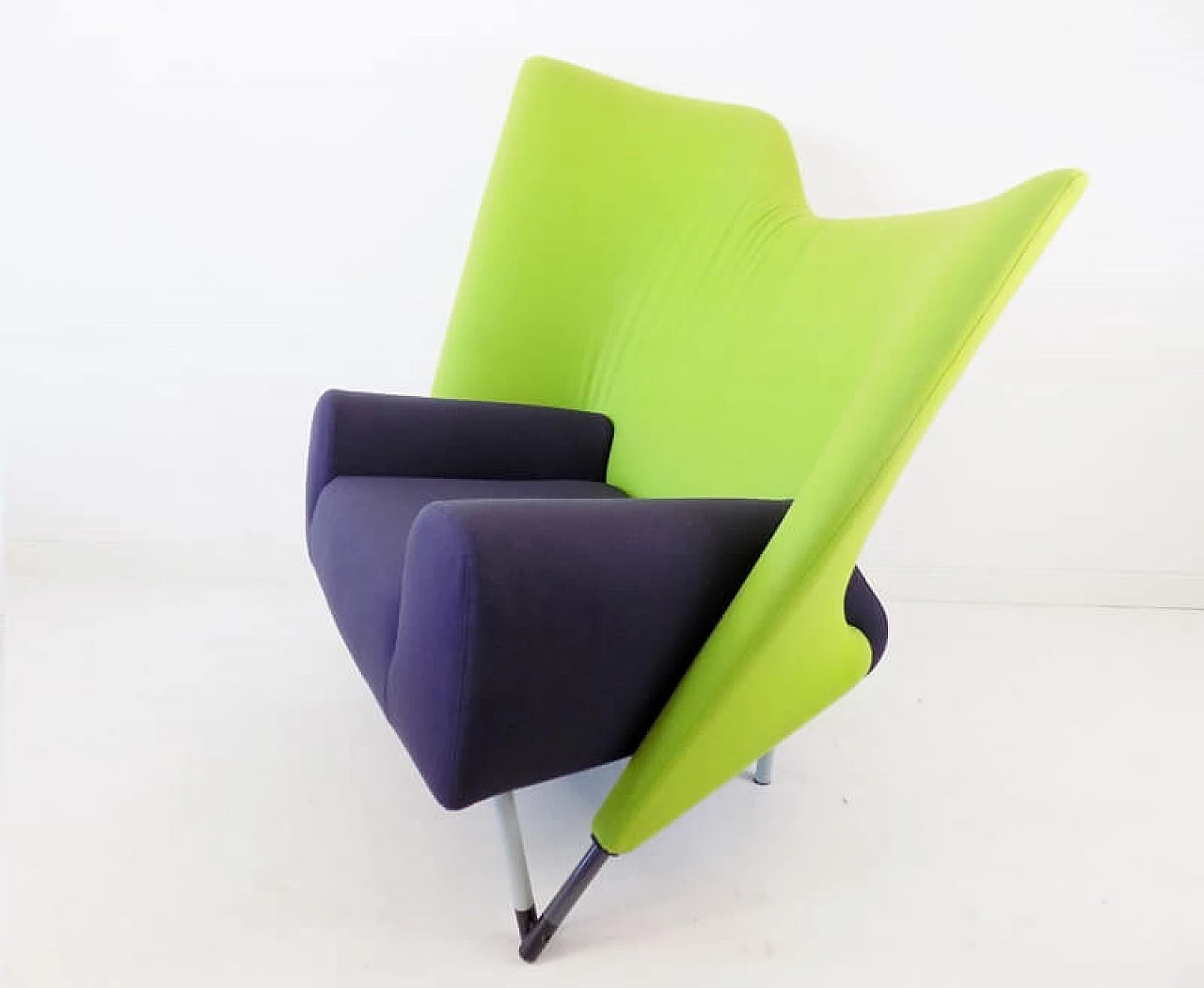 Torso armchair in apple green and purple virgin wool by Paolo Deganello for Cassina, 1984 3