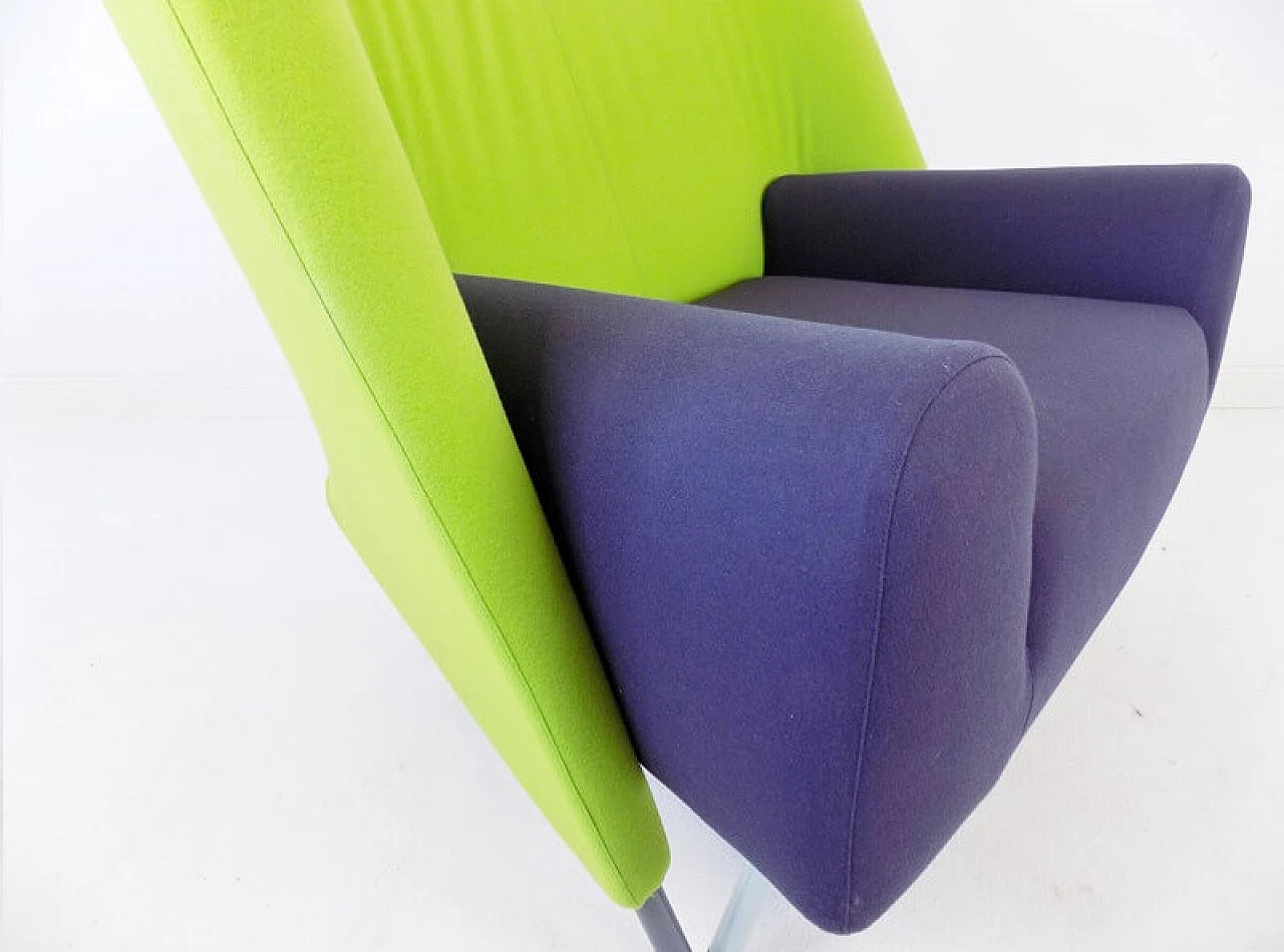Torso armchair in apple green and purple virgin wool by Paolo Deganello for Cassina, 1984 6