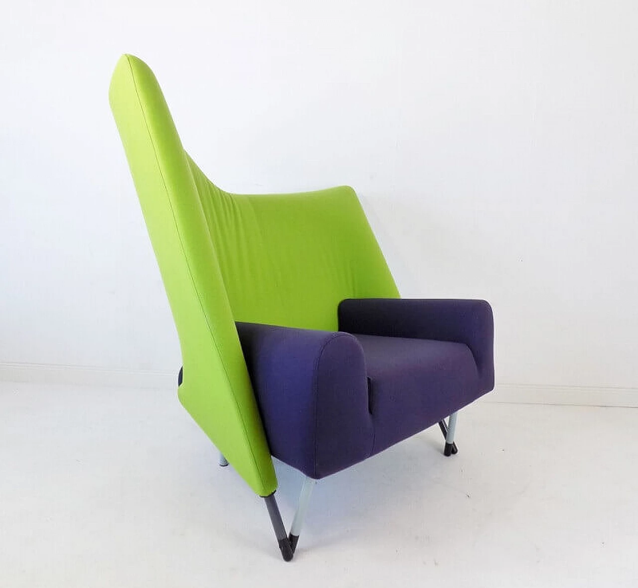Torso armchair in apple green and purple virgin wool by Paolo Deganello for Cassina, 1984 9