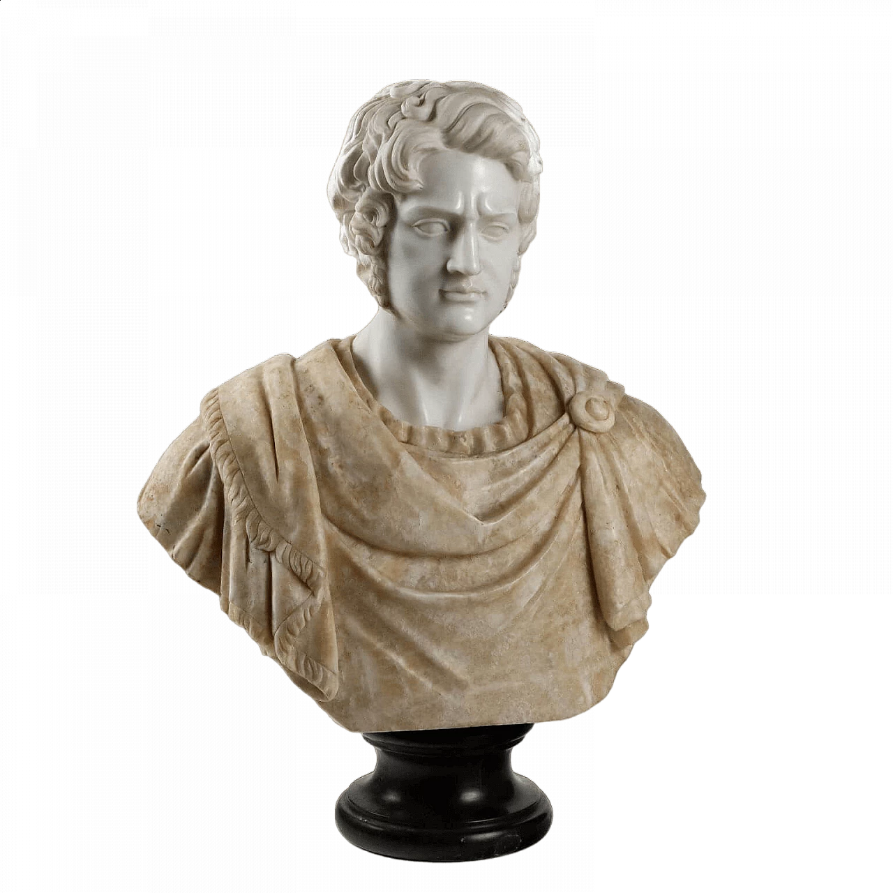 Busto di imperatore romano, scultura in marmo e alabastro, anni '50 11