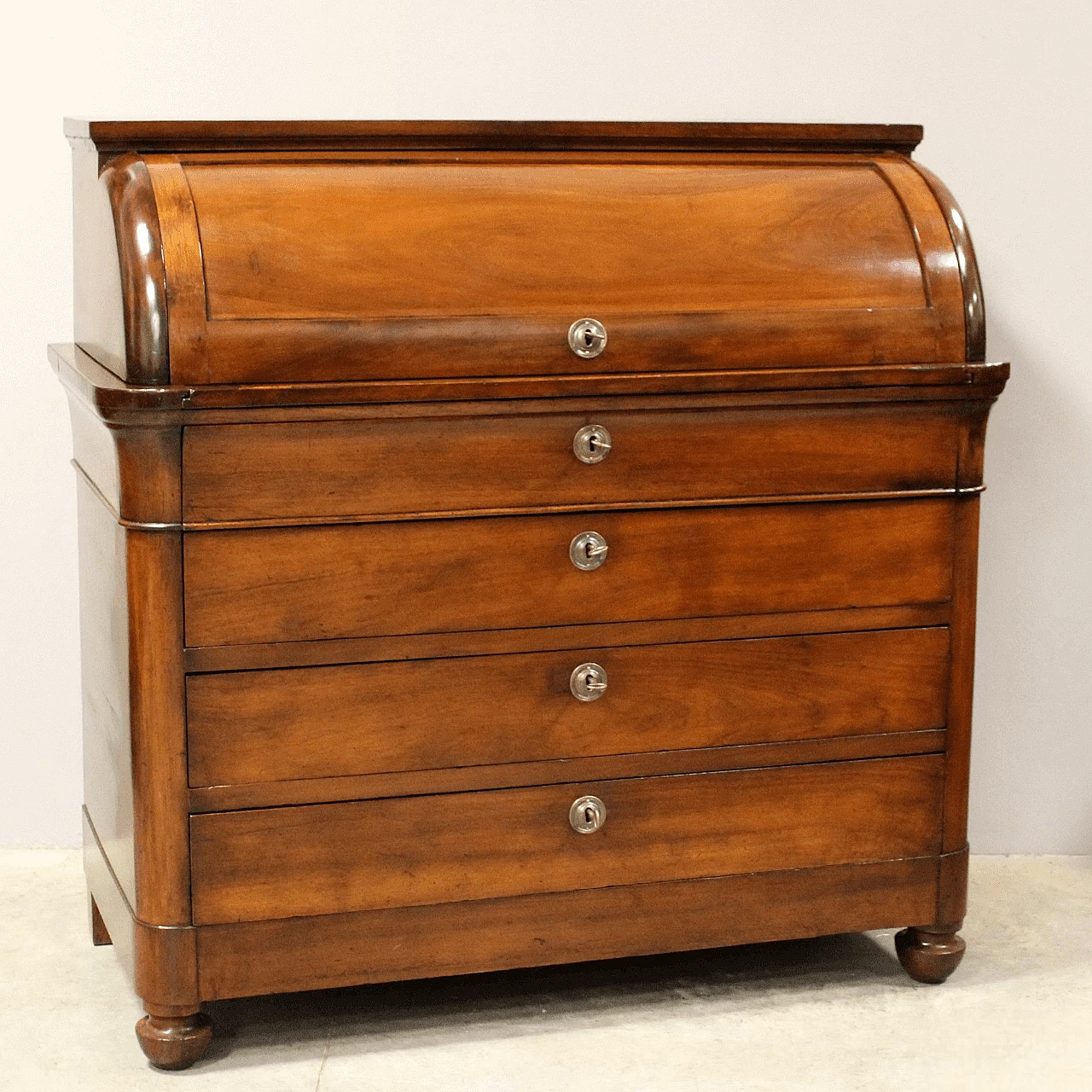 Charles X walnut Capuchin roller flap desk, first half of the 19th century 1