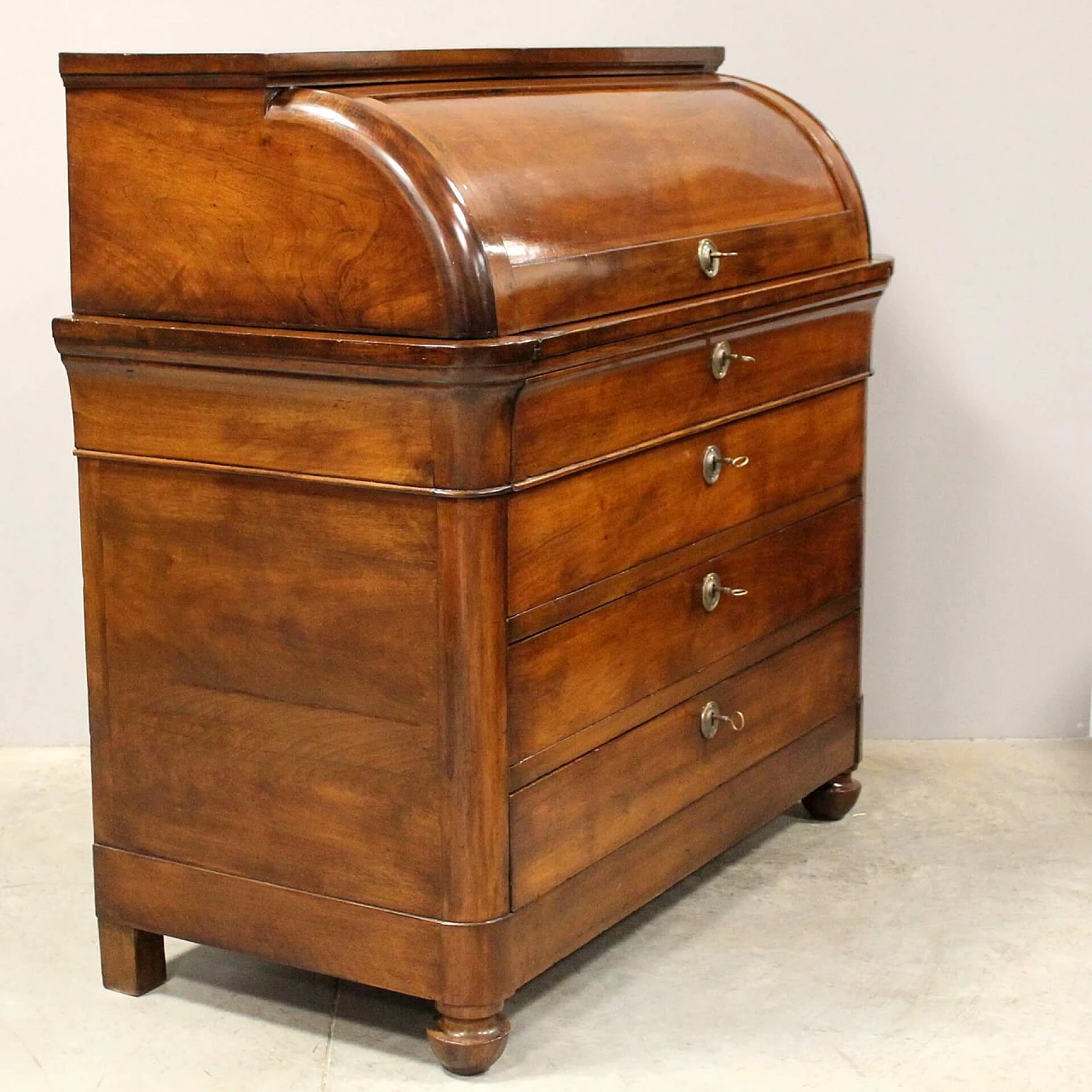 Charles X walnut Capuchin roller flap desk, first half of the 19th century 6