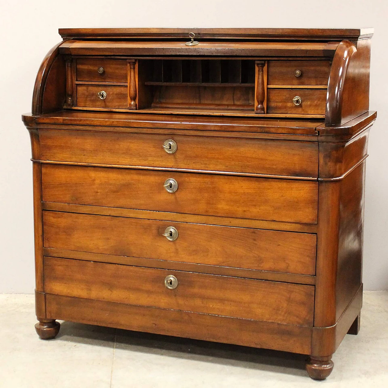 Charles X walnut Capuchin roller flap desk, first half of the 19th century 8