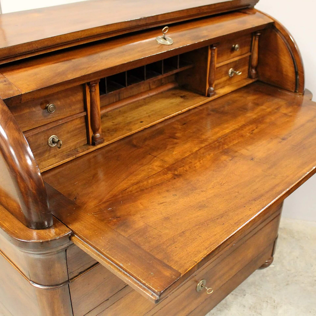 Charles X walnut Capuchin roller flap desk, first half of the 19th century 9