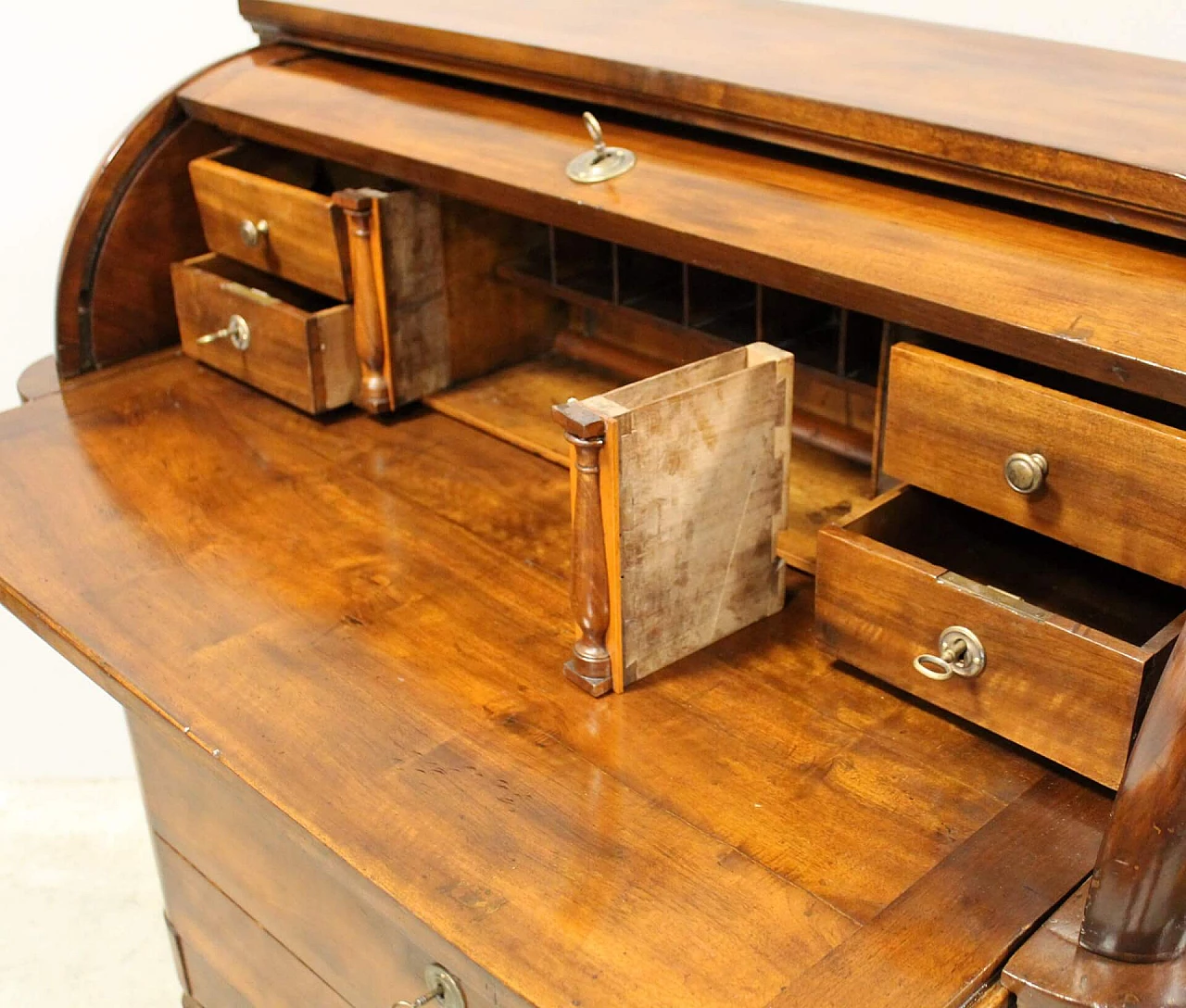 Charles X walnut Capuchin roller flap desk, first half of the 19th century 10