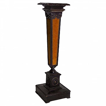 Pedestal in wood and velvet attributed to Carlo Bugatti, 1920s