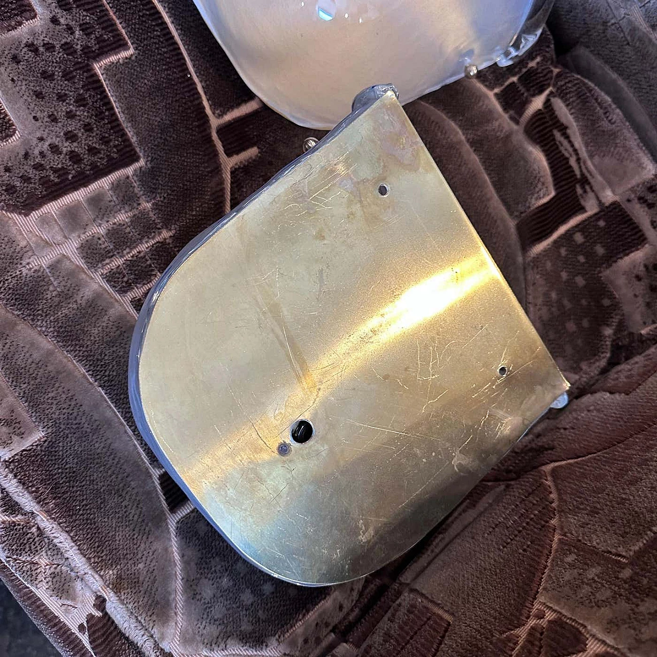 Coppia di lampade da parete in ottone e vetro di Murano, anni '80 2