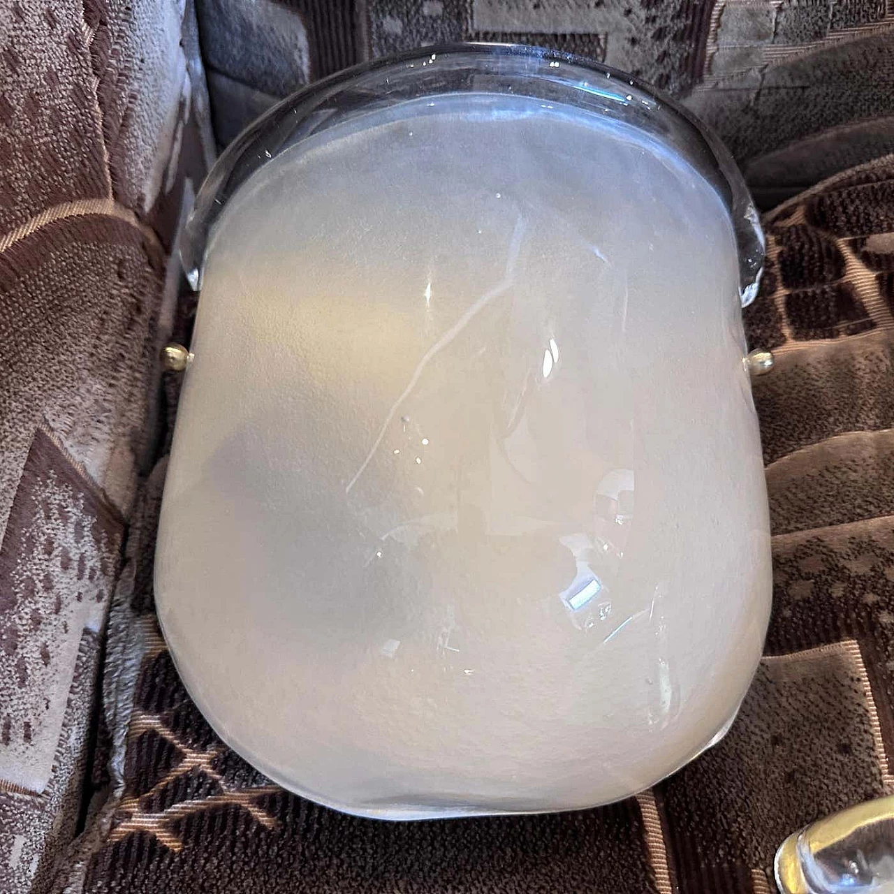 Coppia di lampade da parete in ottone e vetro di Murano, anni '80 7